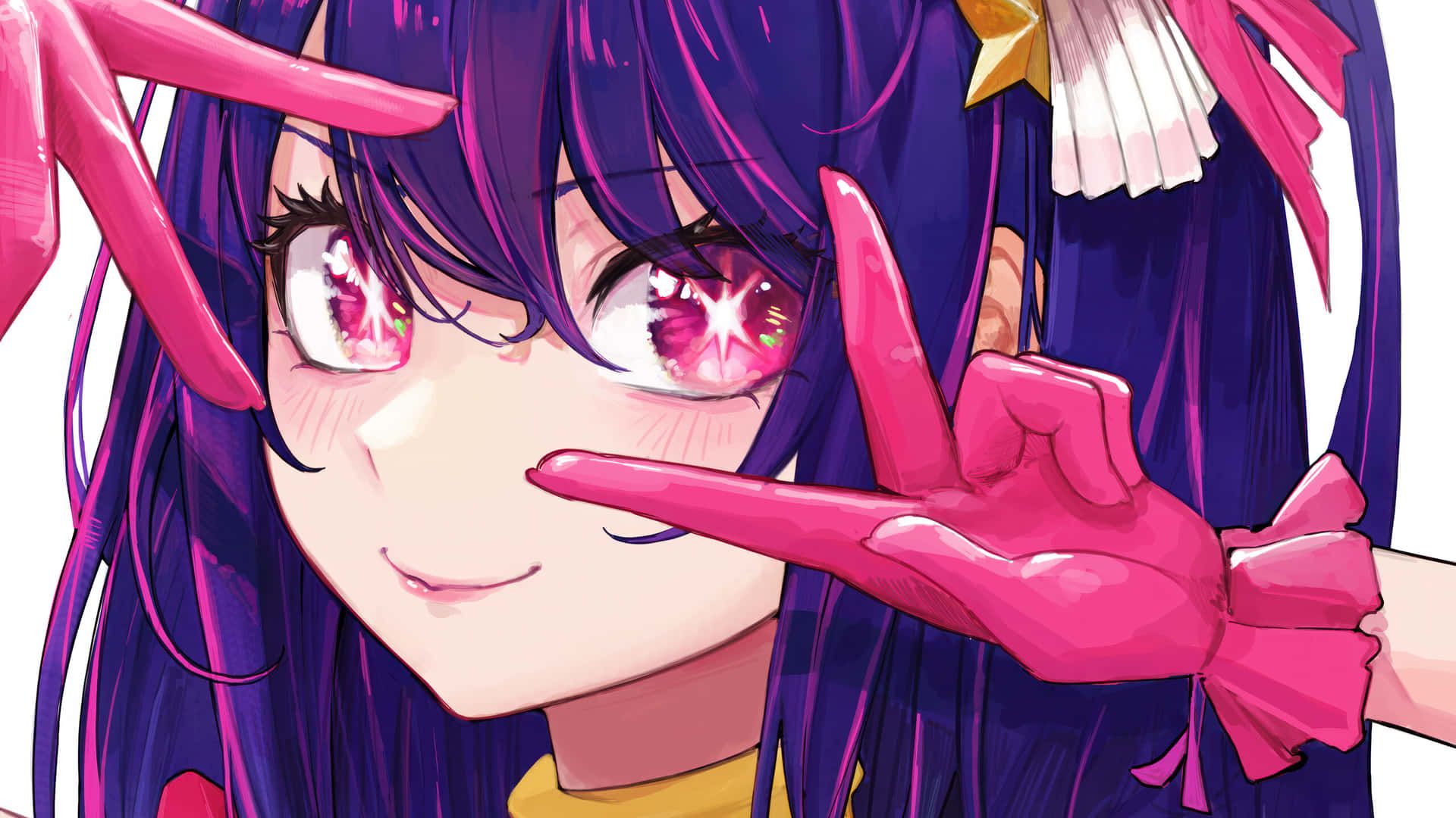 1920x1080 Download Anime Girl Peace Sign Close Up Wallpaper