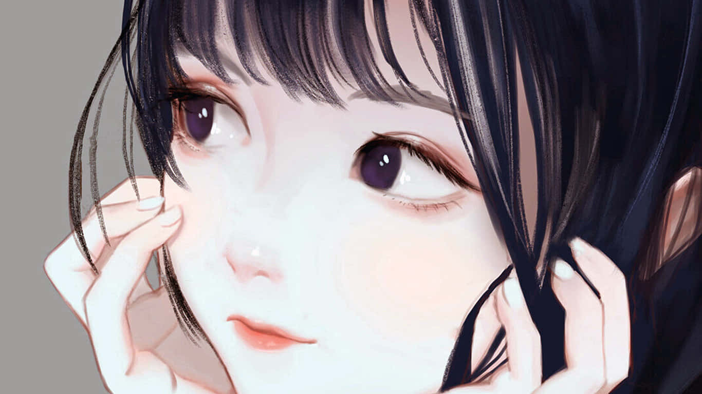 1366x768 Download Sweet Anime Girl Closeup Wallpaper