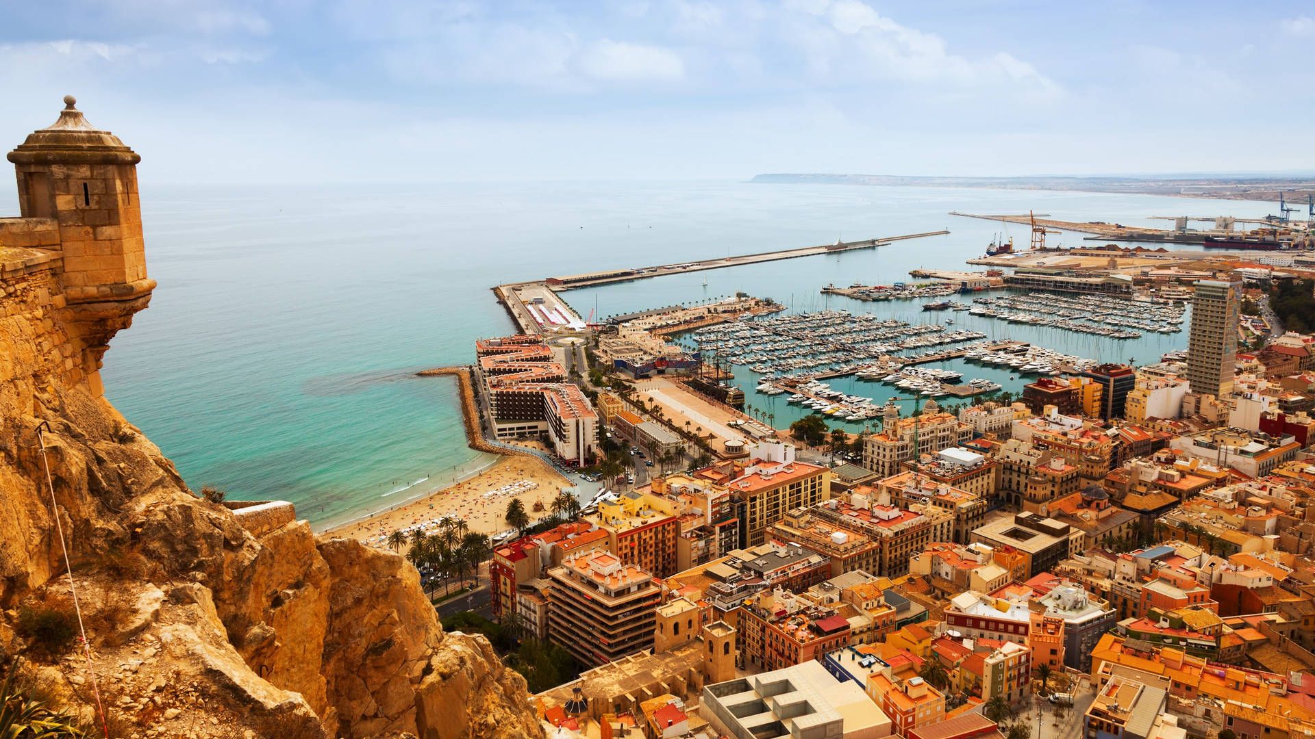1920x1080 Download Spain Alicante Port Aerial Wallpaper