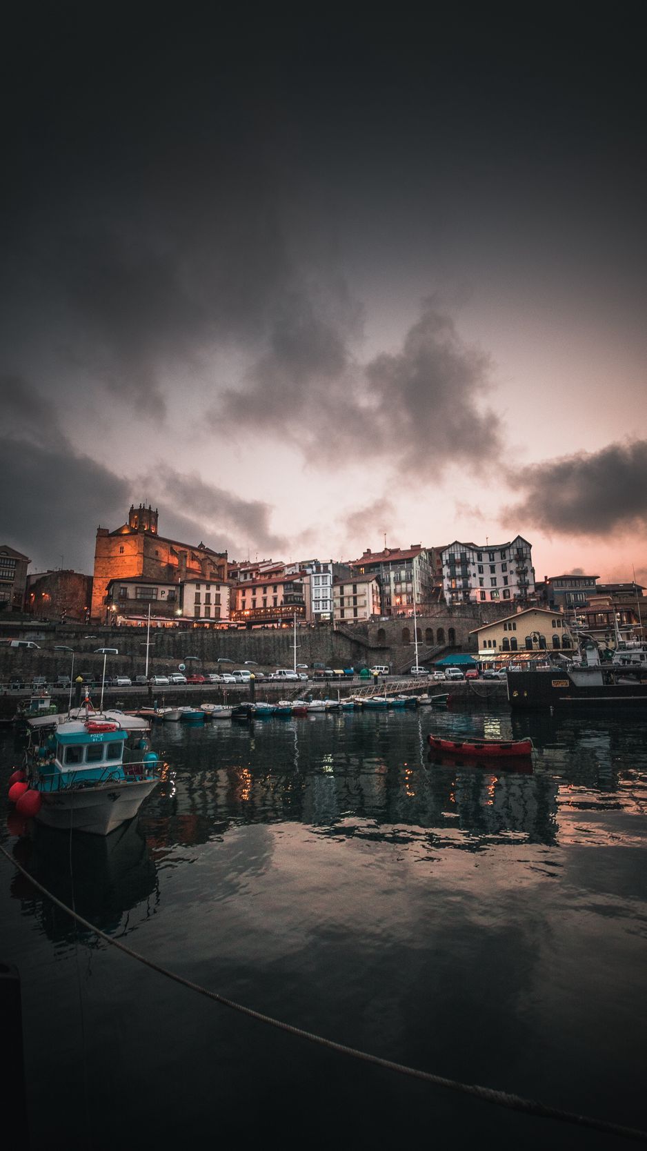 938x1668 Download Wallpaper 938x1668 Fishing Town, Spain, Pier, Buildings, Boats, Ancient Iphone 8 7 6s 6 For Parallax HD Background