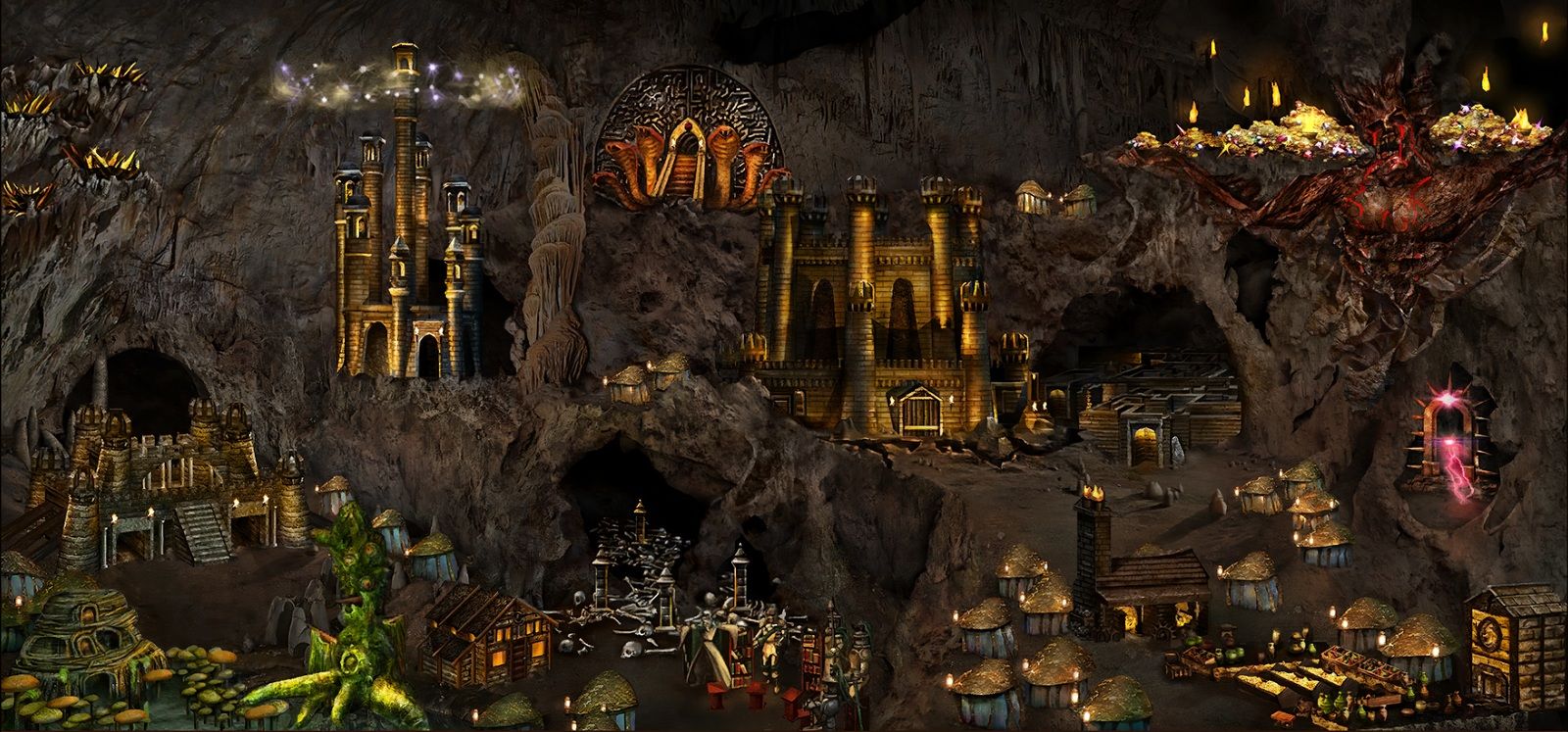 1600x747 HOMM3 towns HD wallpaper
