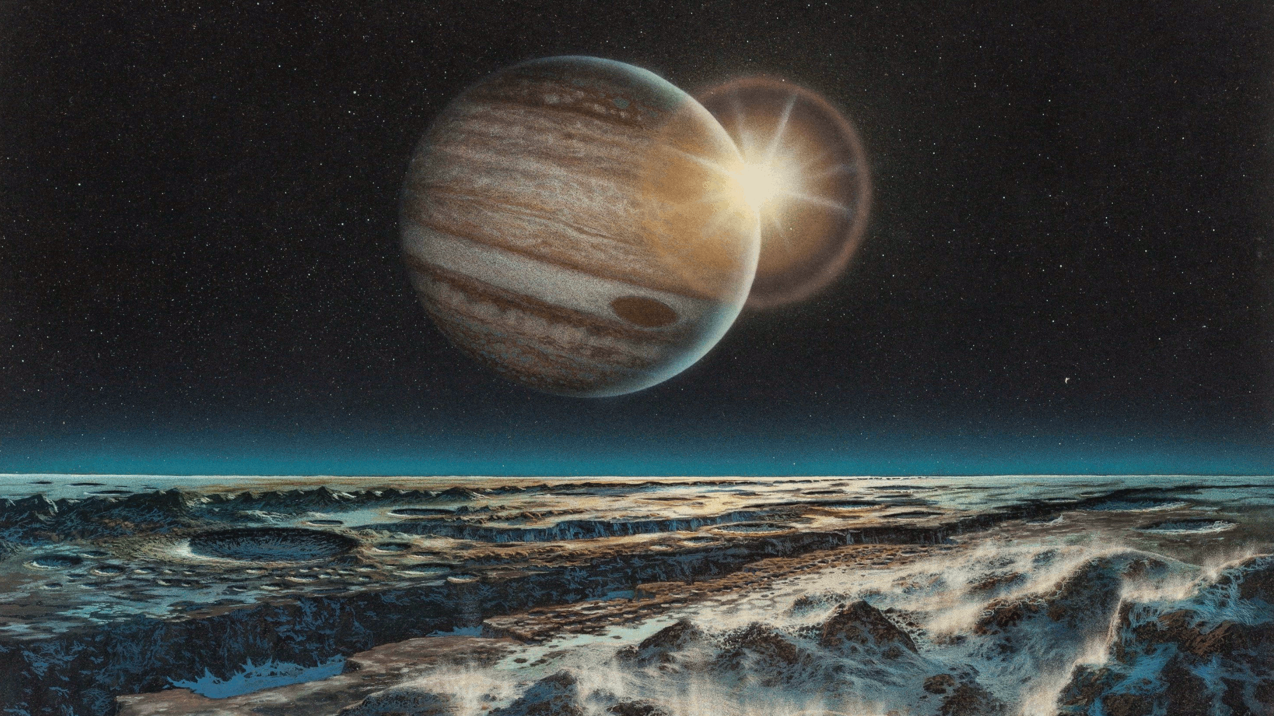2560x1440 Jupiter and One of His Moons [2560 x 1440]