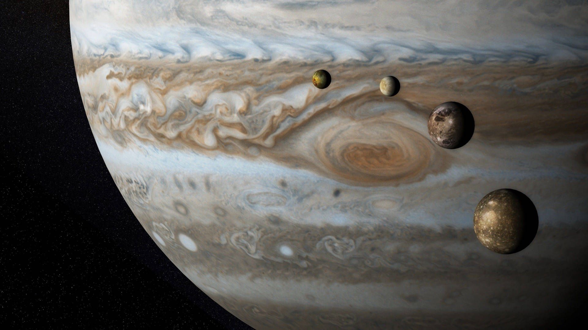 1920x1080 Download Four Moons of Jupiter Wallpaper