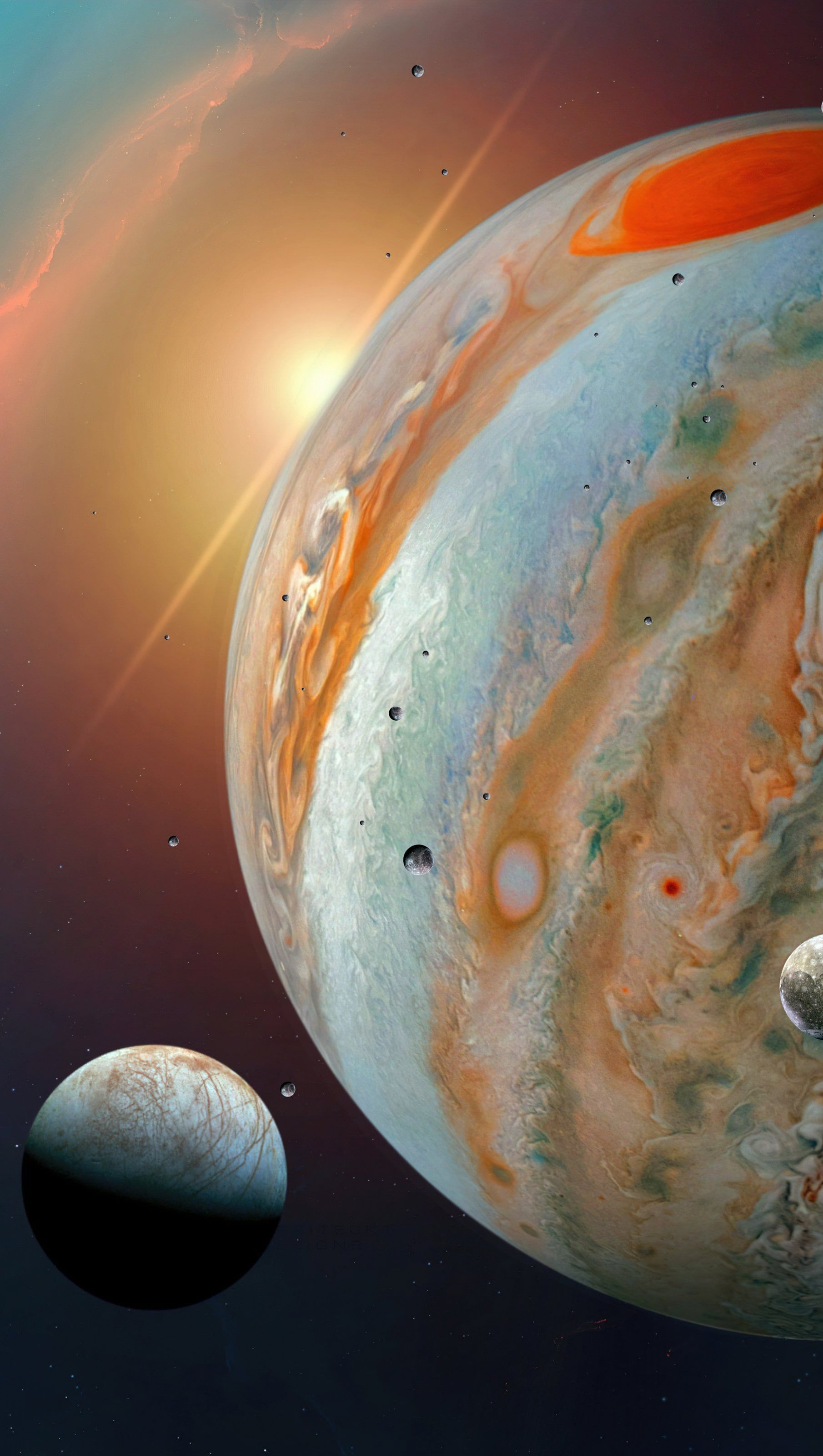 1810x3200 Jupiter and its moons Wallpaper 5k for iPhone and Mobile Phone