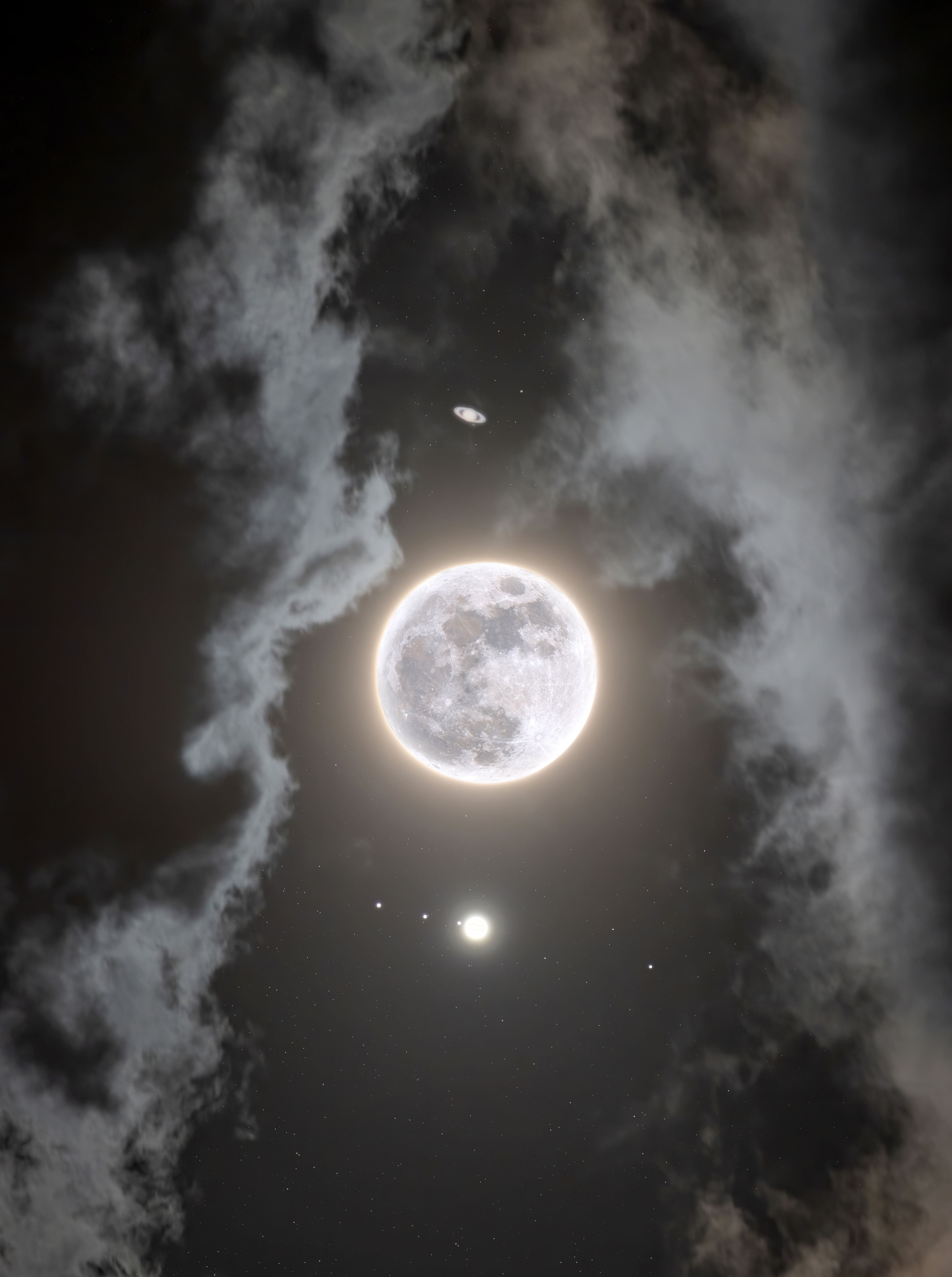 4589x6157 Moon Wallpaper 4K, Jupiter, Saturn, Composition