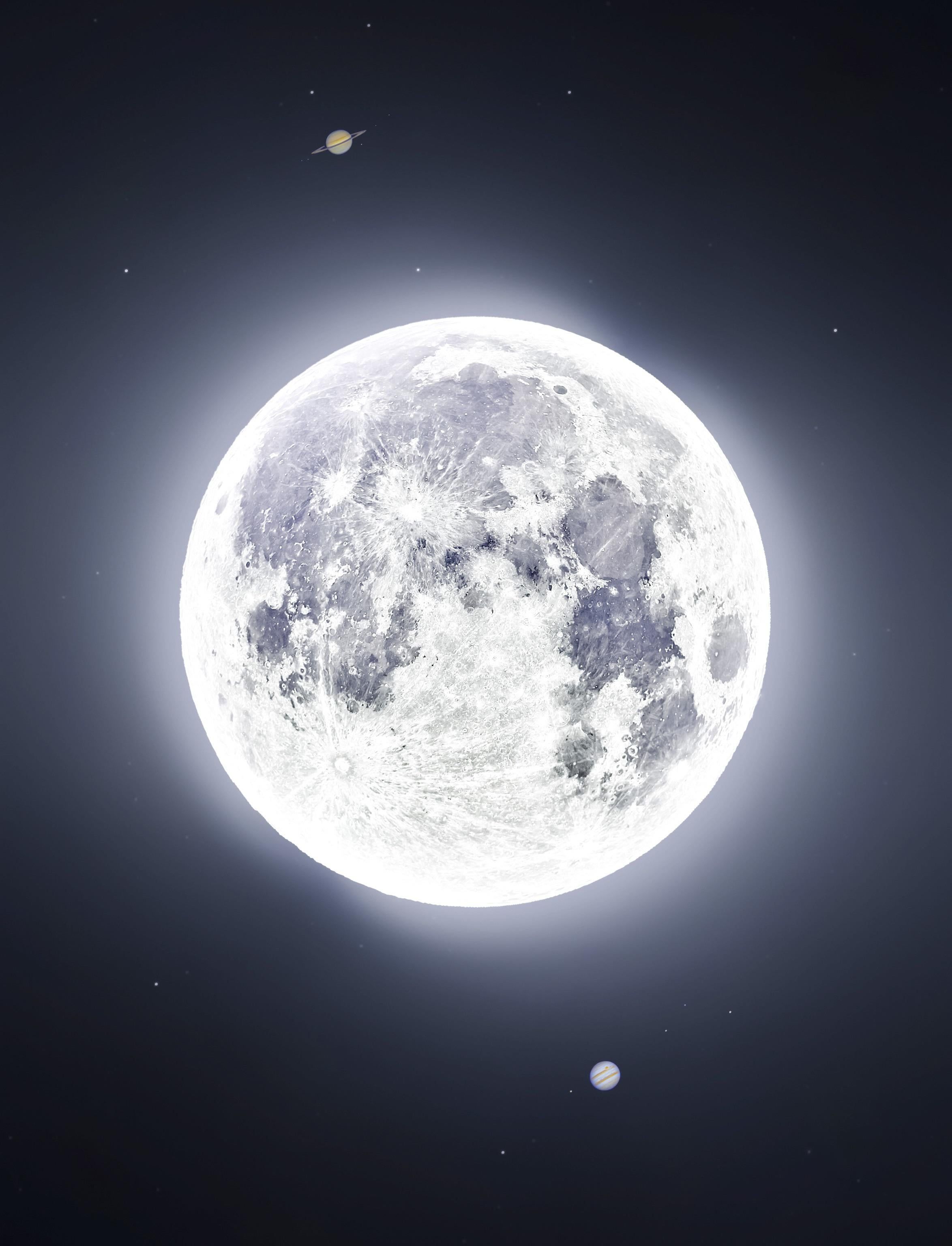 2348x3072 A Serene Sky: The Moon, Saturn, and Jupiter in a Composite Image Through My Telescope