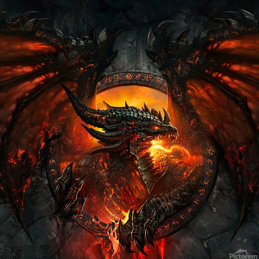 900x900 Dragon Fire Fantasy Art by Loissa90 Wall Art