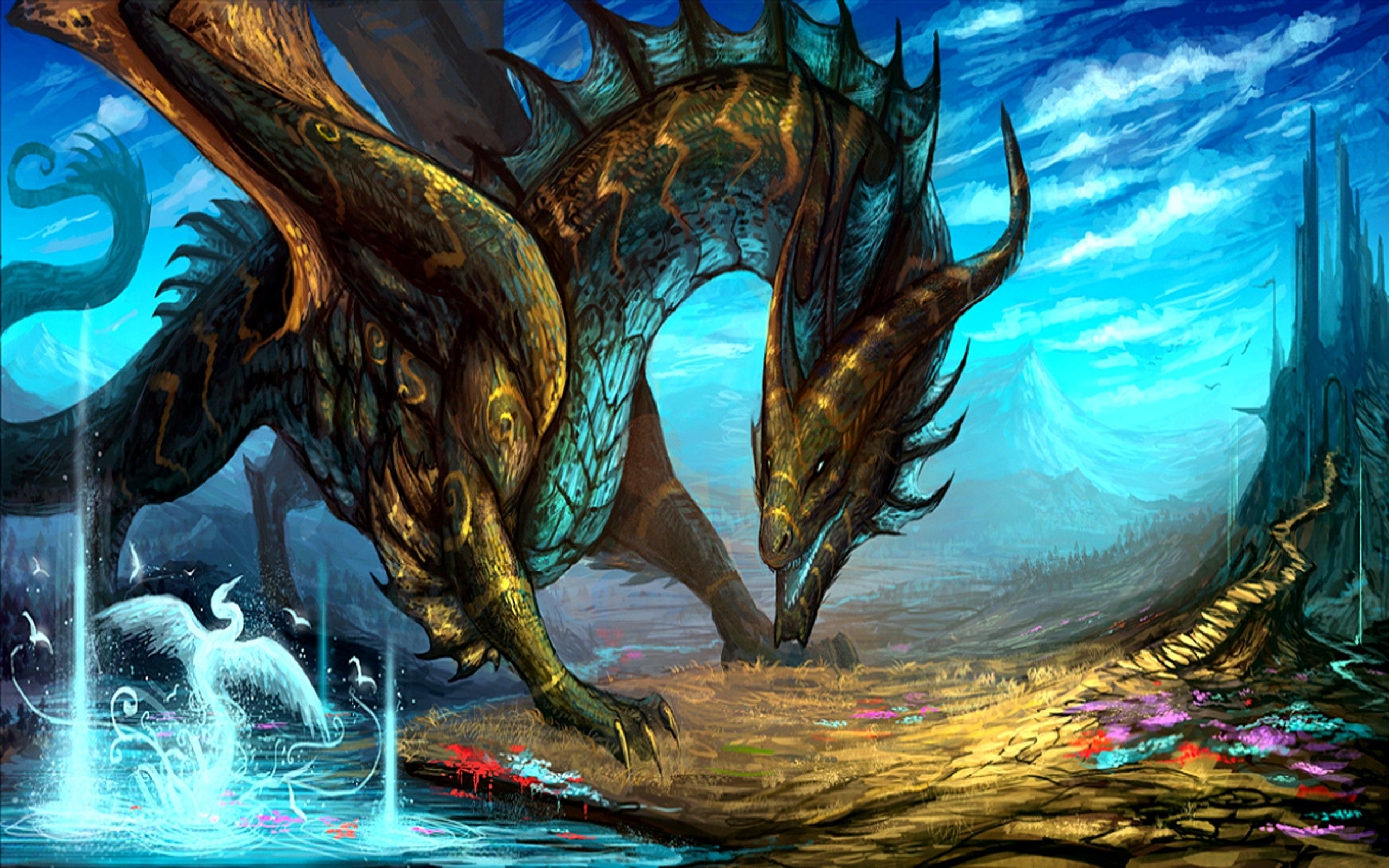 2560x1600 dragons, Fantasy, Art, Abstract, Fantasy, Dragon Wallpaper HD / Desktop and Mobile Background