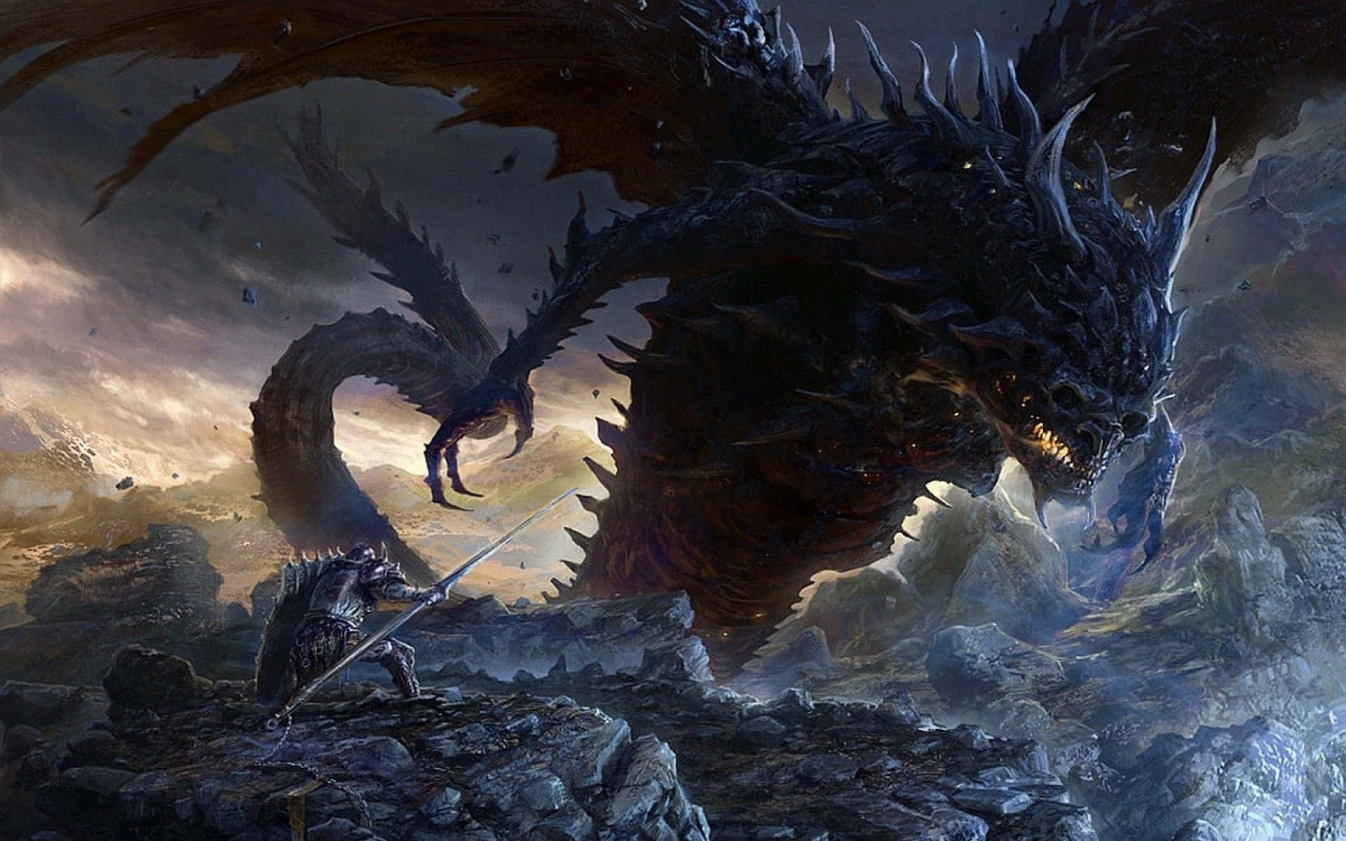1920x1200 Download Dark Fantasy Big Dragon Wallpaper