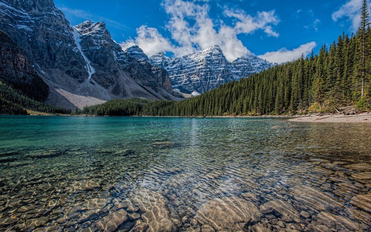 1280x800 Download 1280x800 wallpaper clean lake, mountains range, trees