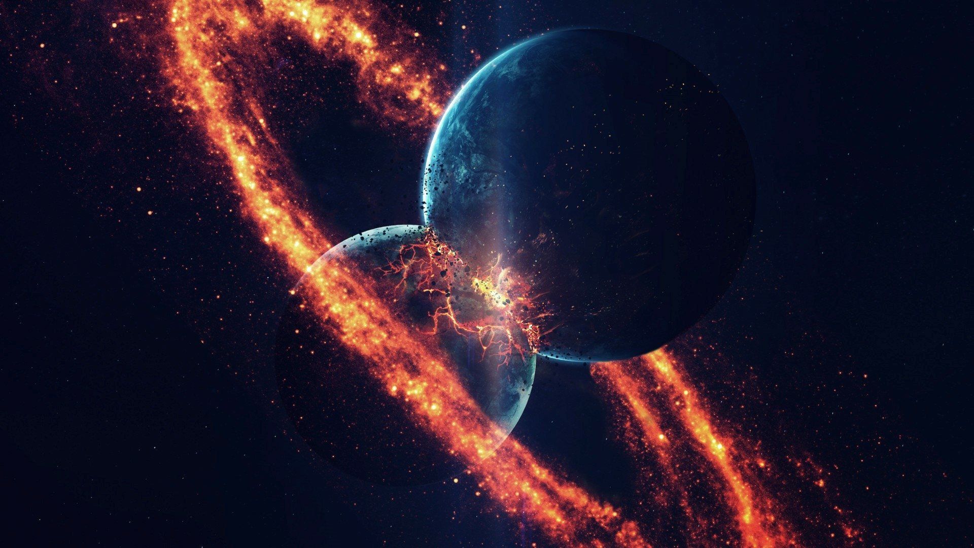 1920x1080 Planet Collision HD Sci Fi Space Wallpaper By Vadim Sadovskix1080