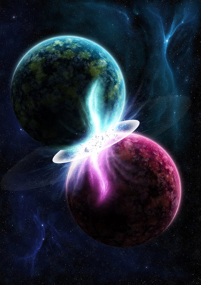 800x1131 Planets, collision, flash, space, HD phone wallpaper