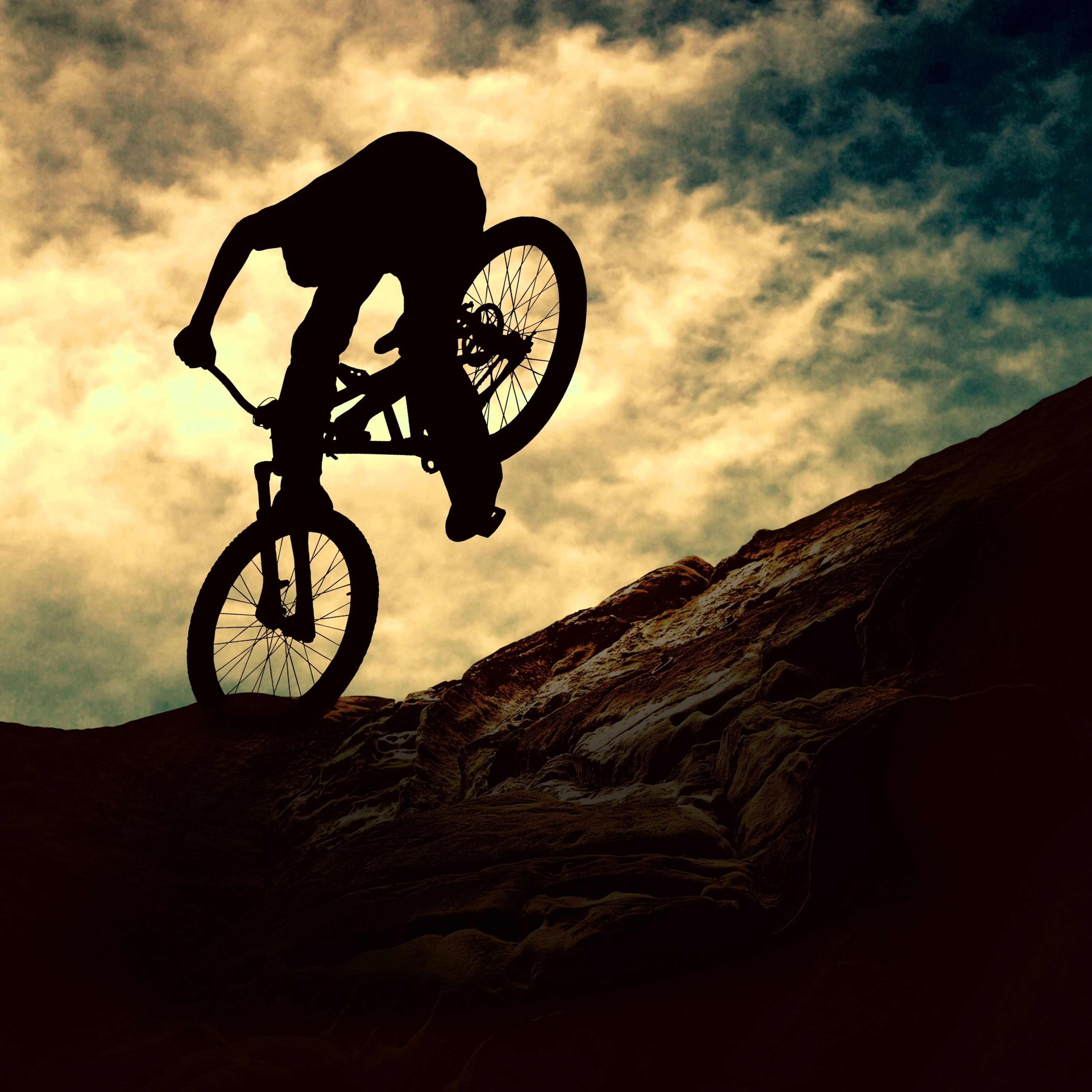 3200x3200 Mountain Bike Sunset Mural Your Way