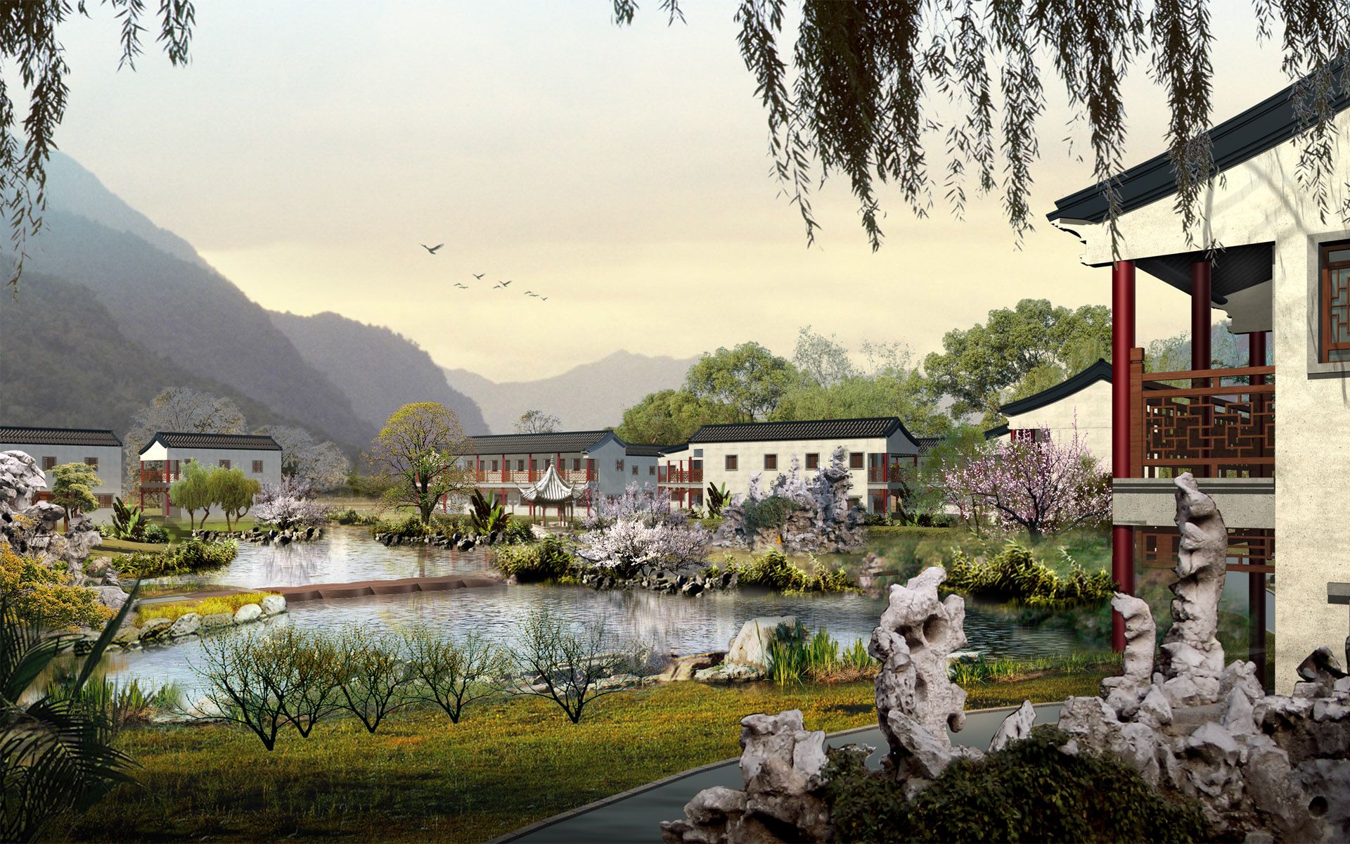 1920x1200 Chinese Village / Good