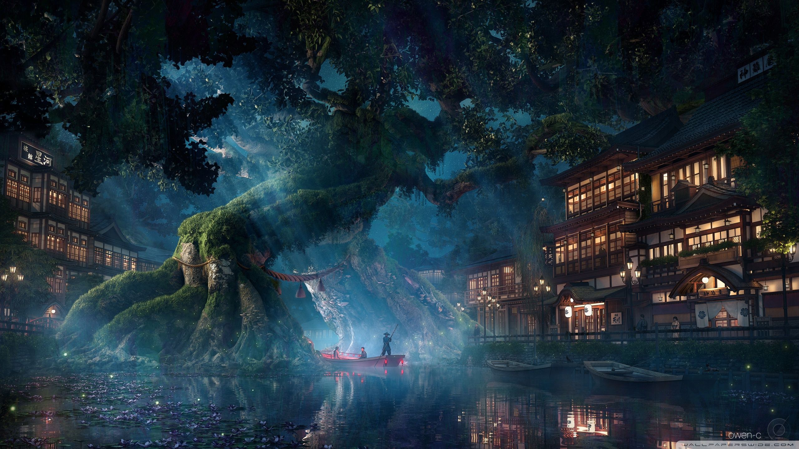 2560x1440 Silent River Journeyan Fantasy Village 4K UHD Wallpaper for UltraHD Desktop and TV : Widescreen and UltraWide Display
