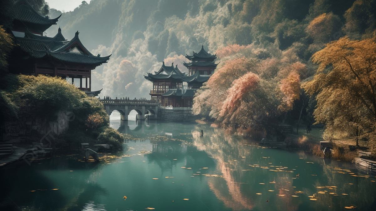 1200x673 An Asian Village Near A River Photo And Picture For Free Download
