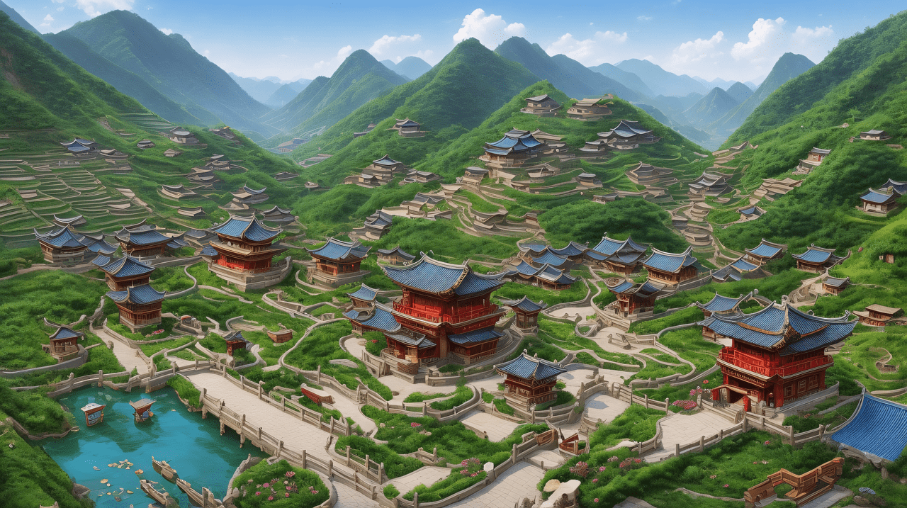 1280x717 Download Landscape Asian Landscape Chinese Landscape. Royalty Free Stock Illustration Image