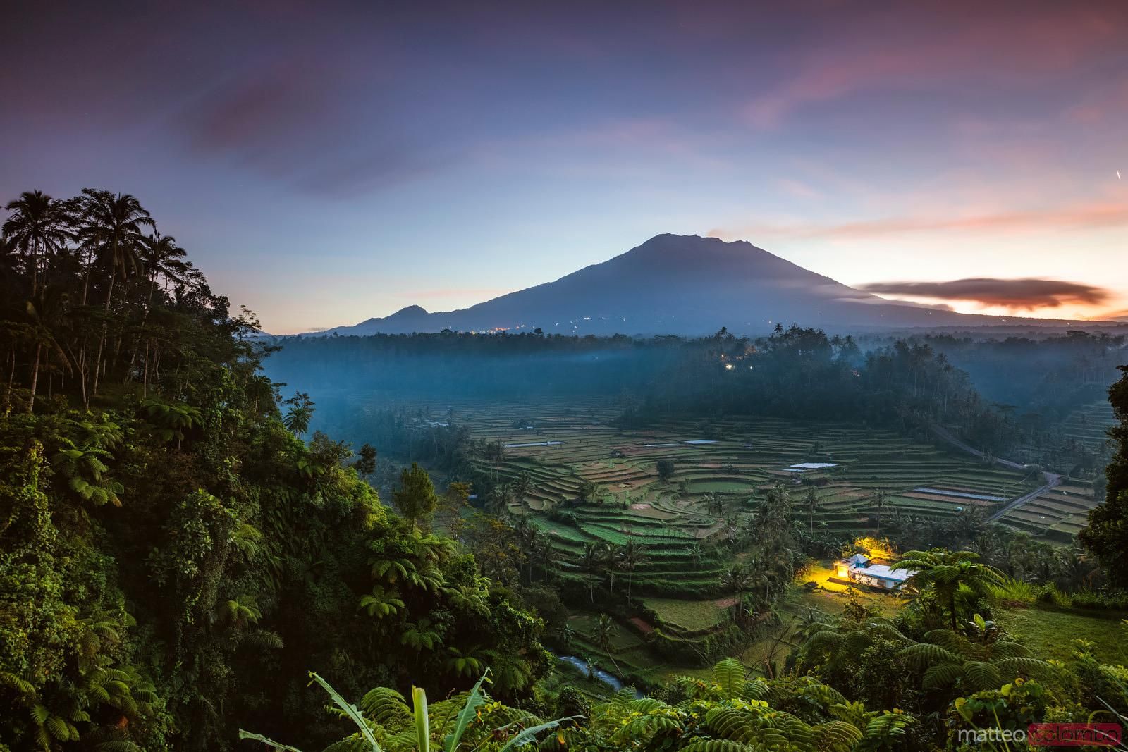 1600x1067 Mount Agung volcano at sunset, Bali, Indonesia. Royalty Free Image