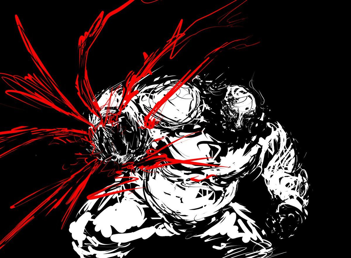 1200x880 Sisyphus Prime hitting what the kids call a 'Black Flash.' I just call it a meaner than average punch. #art #ultrakill