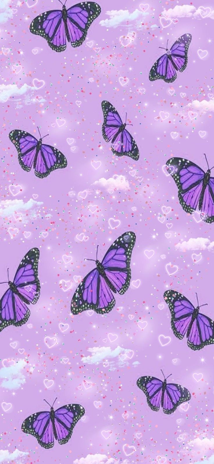 736x1593 Aesthetic purple cloud butterflies wallpaper