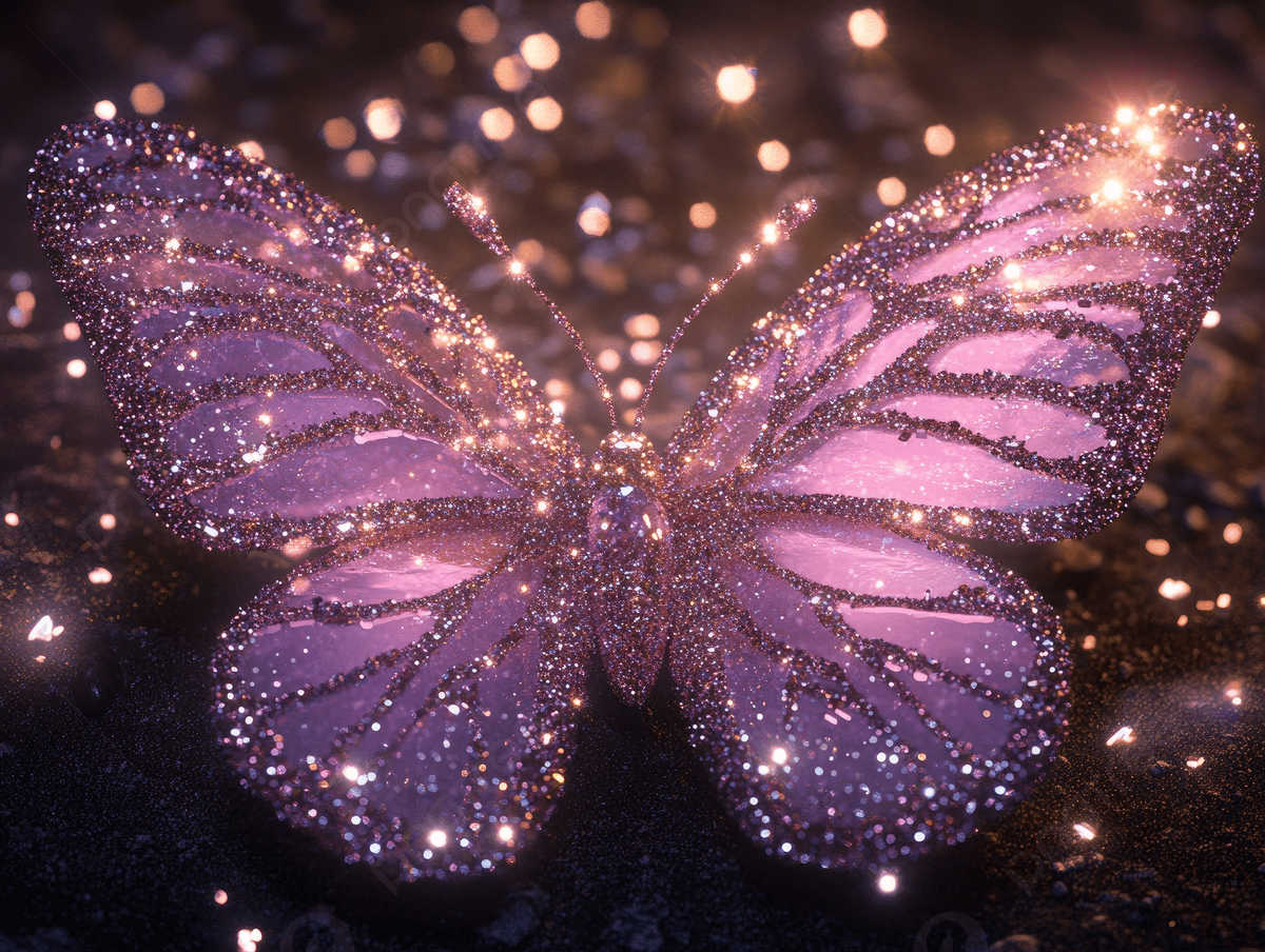 1200x904 A Purple Butterfly With Wings Covered In Sparkling Glitter On Glittery Surface Against Blur Bokeh Background, Butterfly, Purple, Wings Background Image And Wallpaper for Free Download
