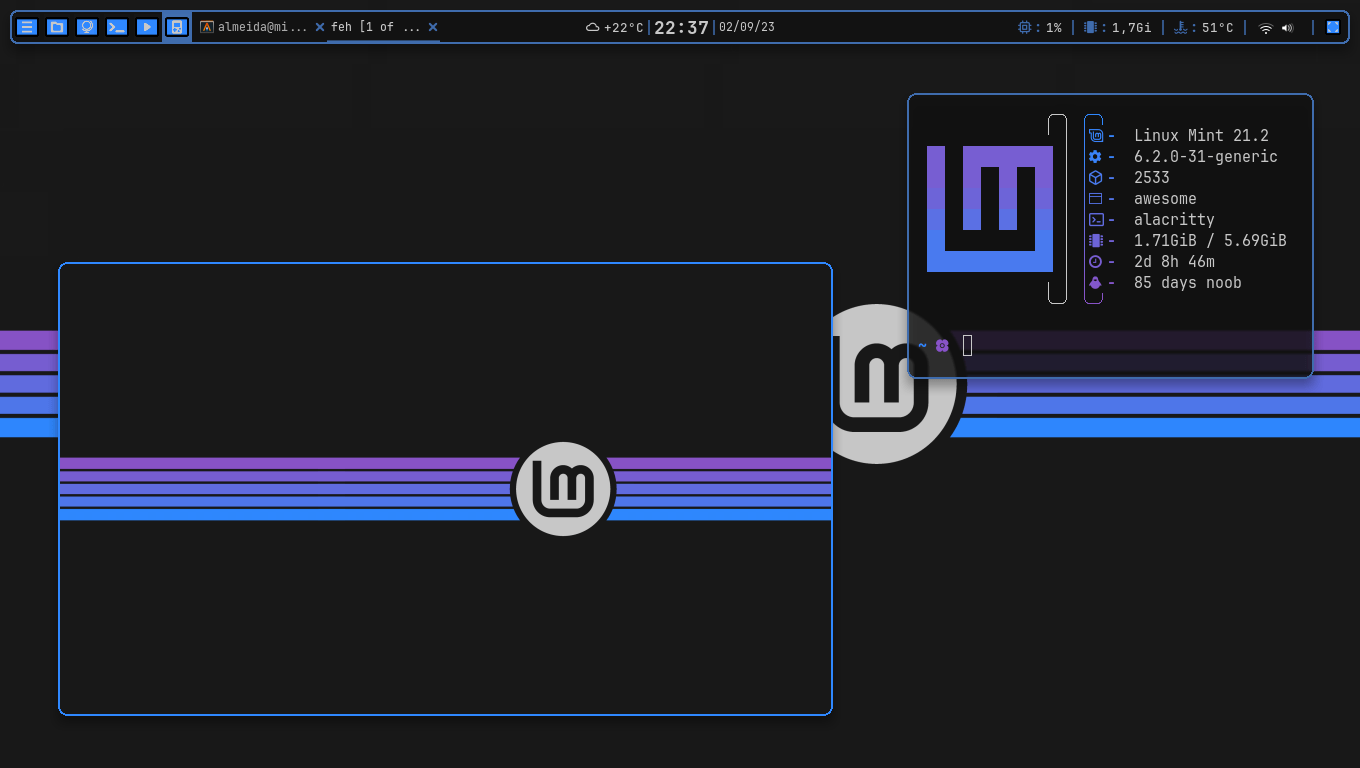 1360x768 Dark Grey With Blue Purple Accents Linux Mint Wallpaper In Comments