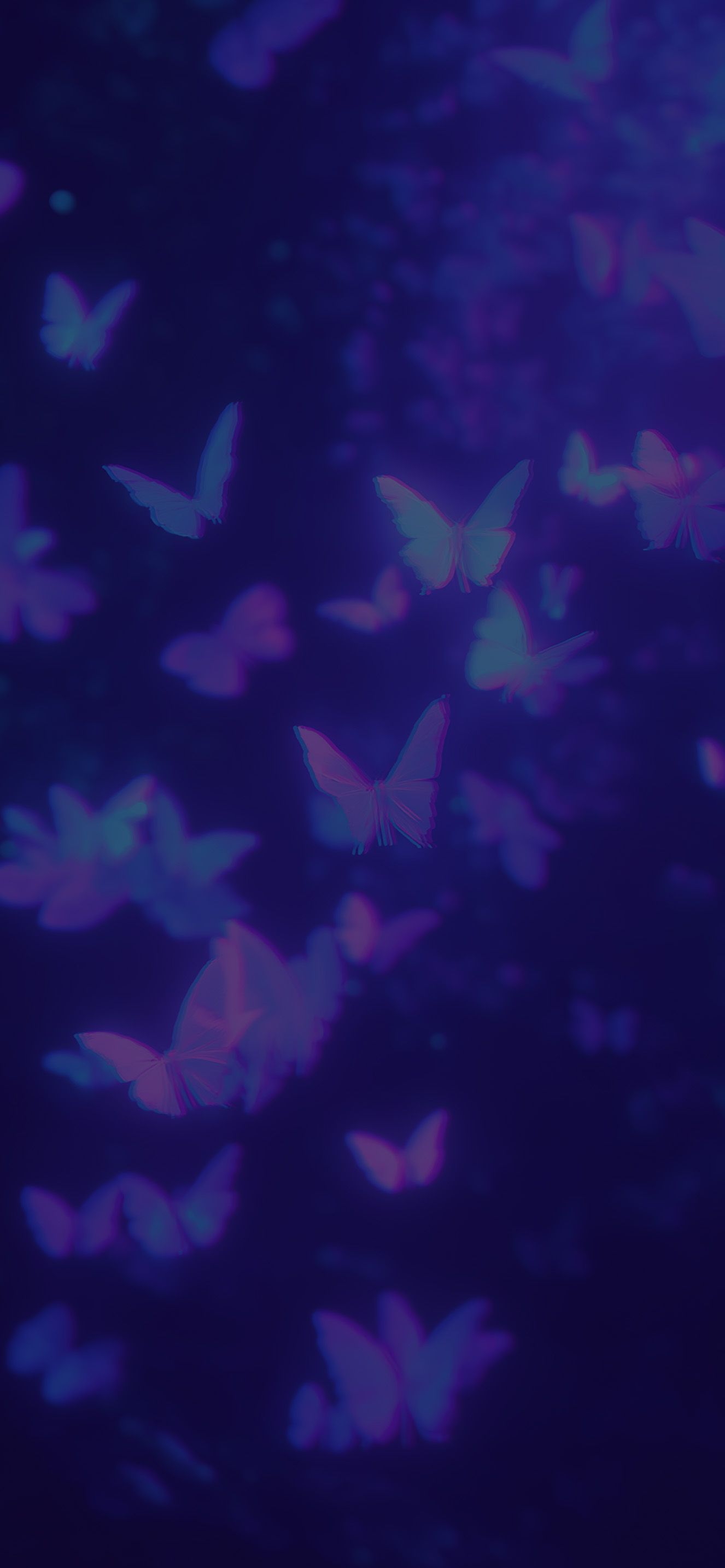 1326x2868 Neon Purple Blue Butterflies Aesthetic Wallpaper