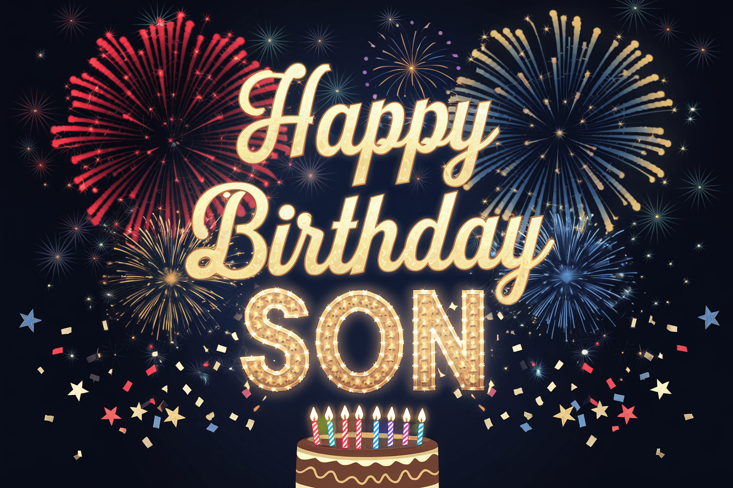 2496x1664 Free Download Happy Birthday Son Fireworks Celebration
