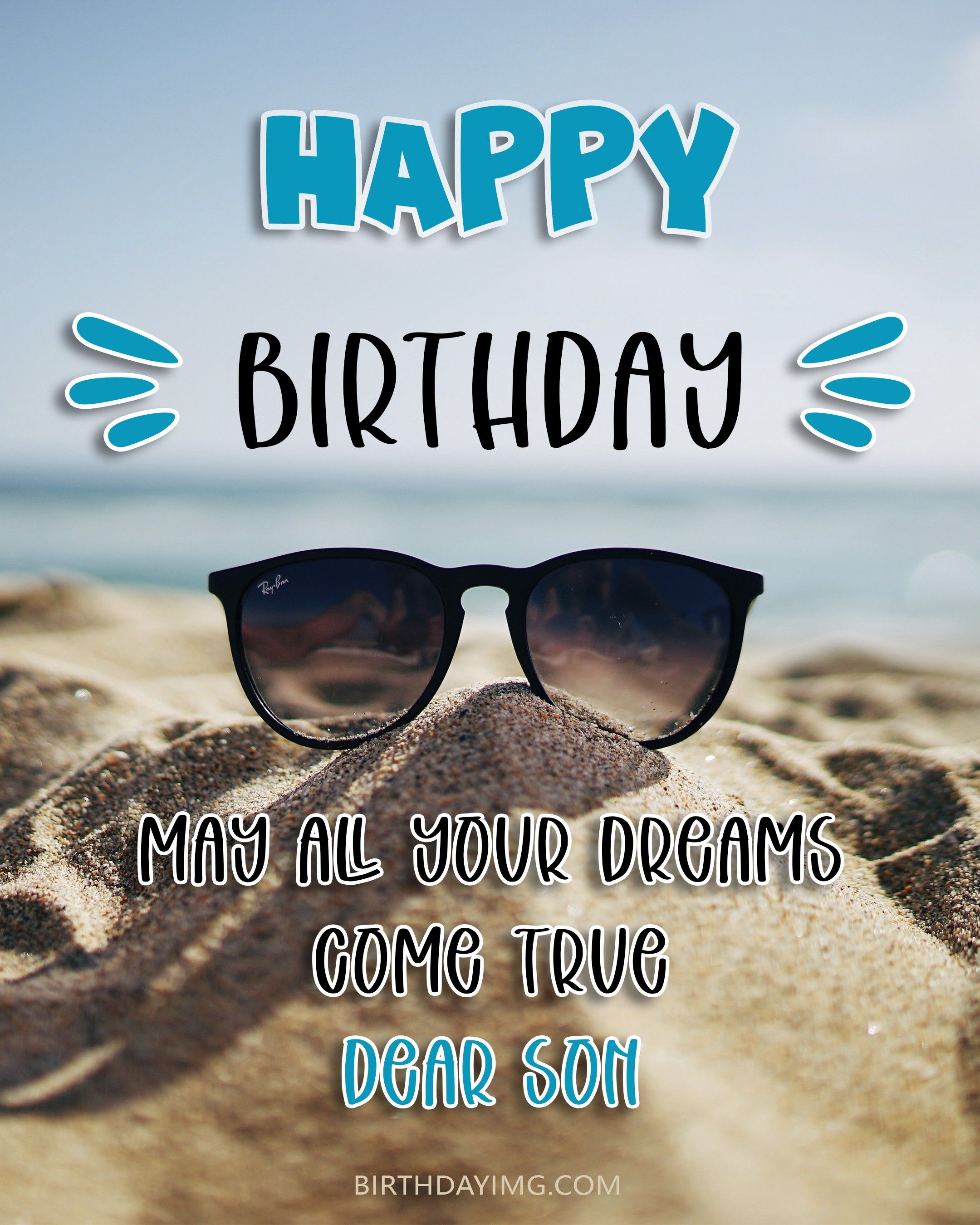 2160x2700 Free Happy Birthday Image For Son with Sand on Beach