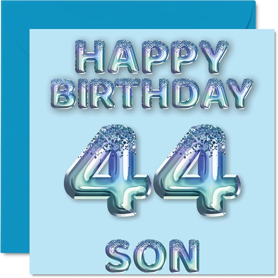 894x893 44th Birthday Card for Son Glitter Party Balloons Birthday Cards for 44 Year Old Son from Mum Dad Parents, 145mm Bday Greeting Cards Gift : Amazon.co.uk: Stationery