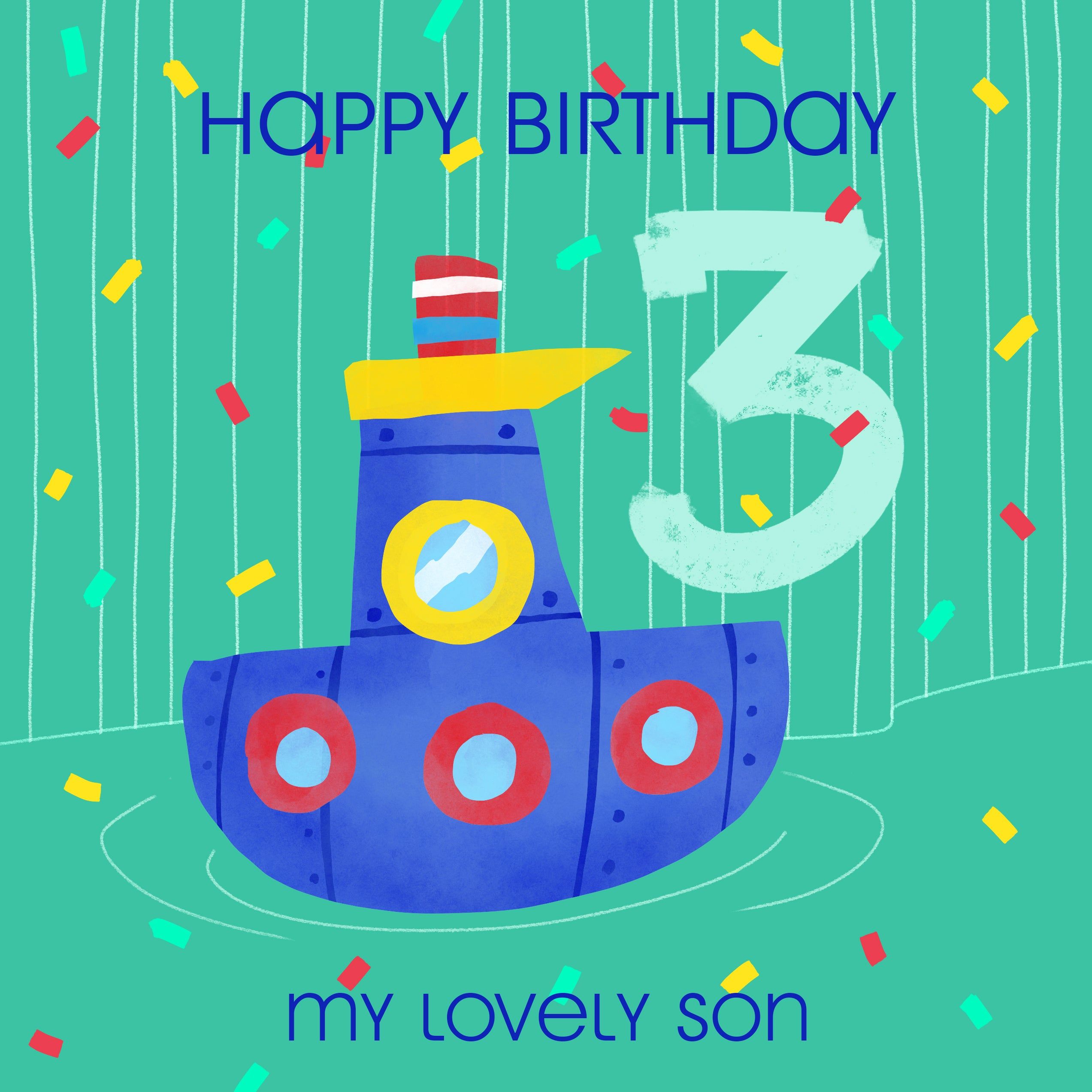 2545x2545 Cute Little Boat Happy 3rd Birthday Son
