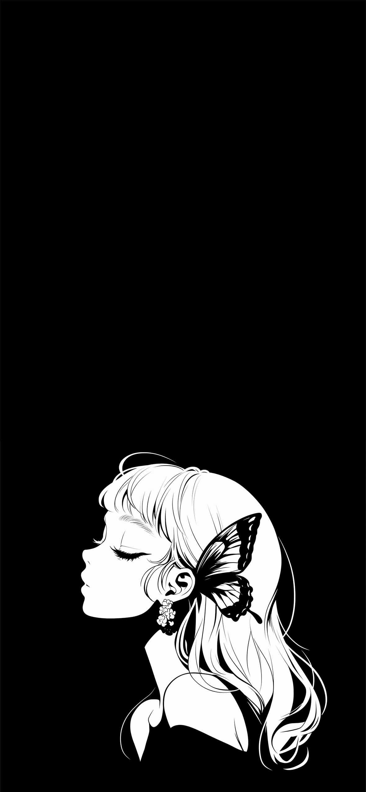 1180x2554 Cute Girl Black Wallpaper Wallpaper for iPhone