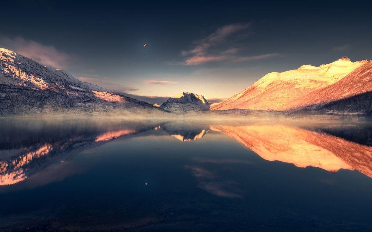 1280x800 Download 1280x800 Lake, Scenery, Clouds, Reflection, Mountains