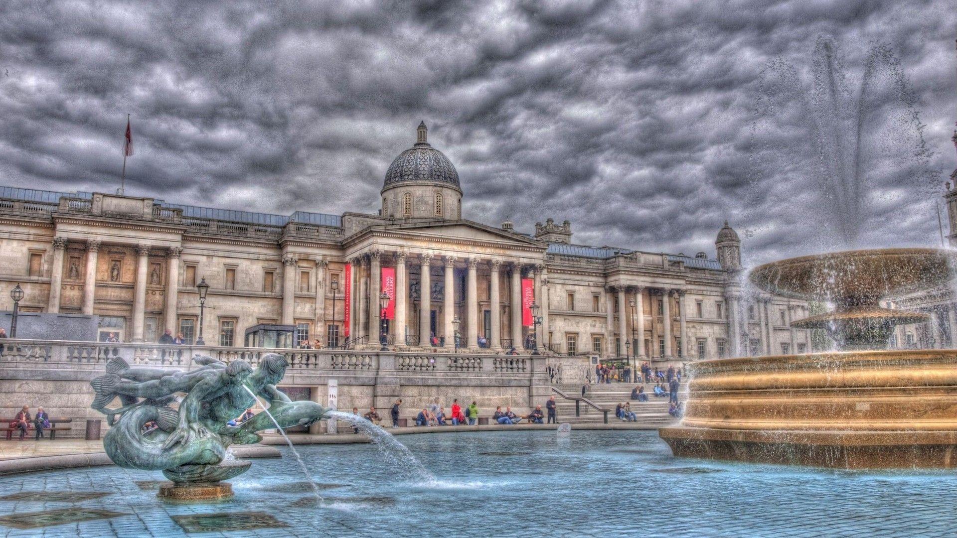 1920x1080 Beautiful Fountain In Trafalgar Square In London Hd