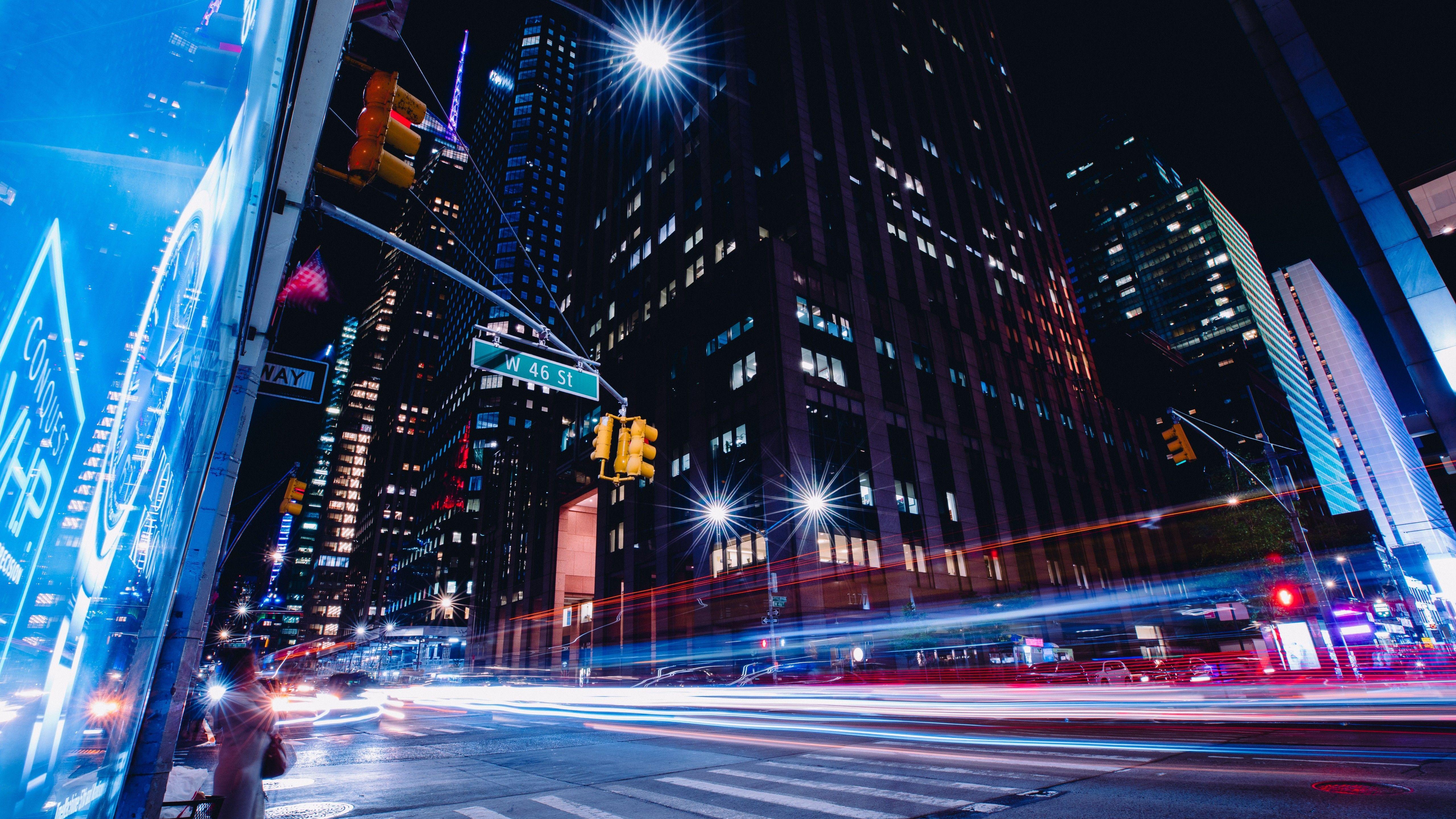 5120x2880 New York City Street Long Exposure 5k HD 4k Wallpaper
