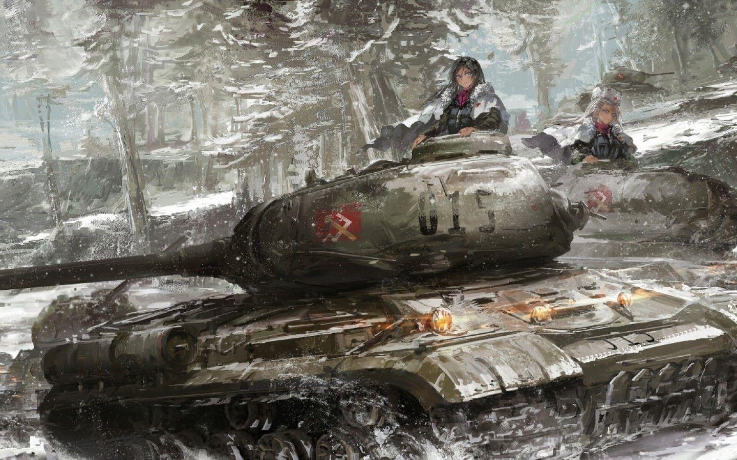 1440x900 Download 1440x900 Girls Und Panzer, Tanks, Anime Girls, Winter