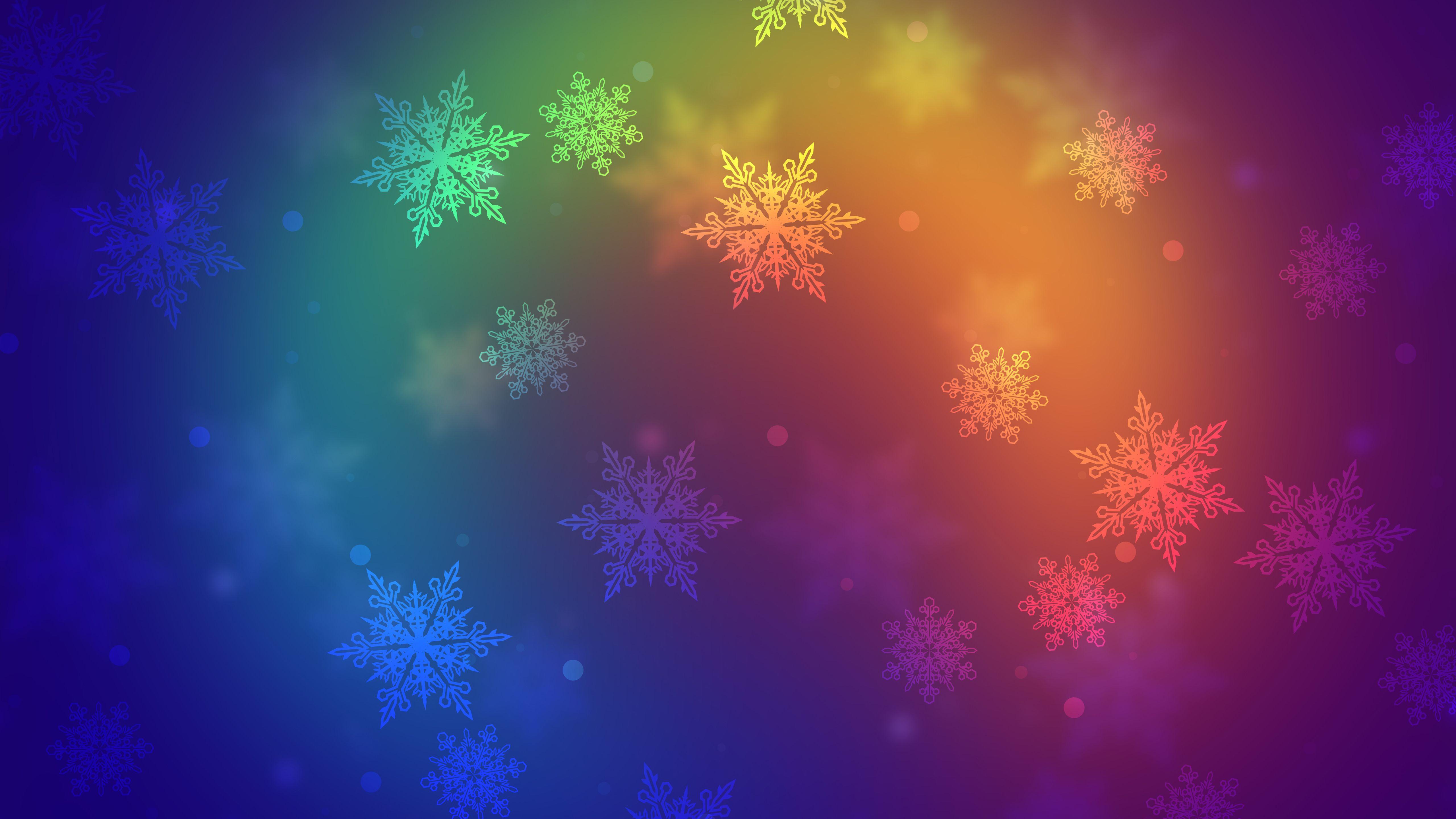 5120x2880 Download 5120x2880 wallpaper abstract, colorful, snowflakes, 5k