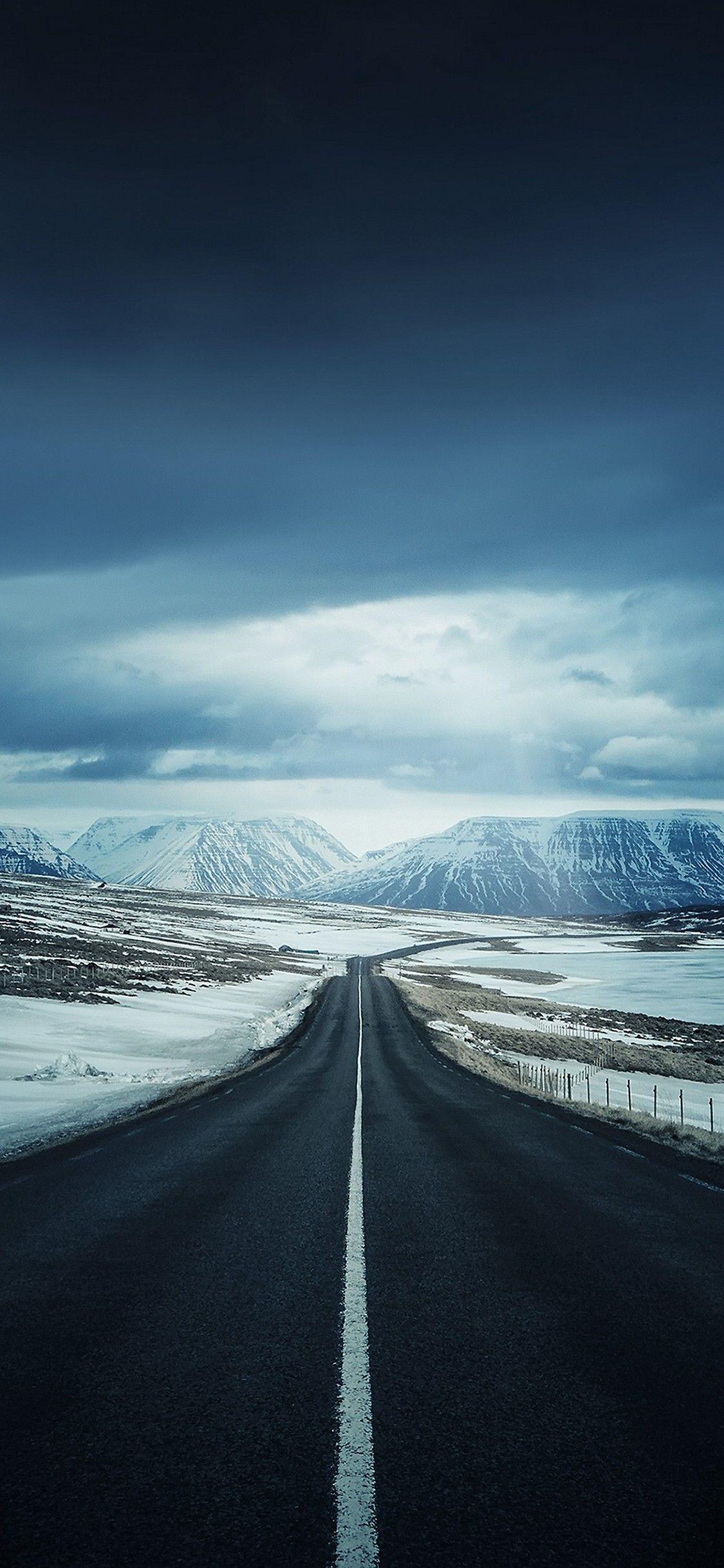 1125x2436 Winter Road HD Wallpaper - [1125x2436]. Scenery, Travel wallpaper