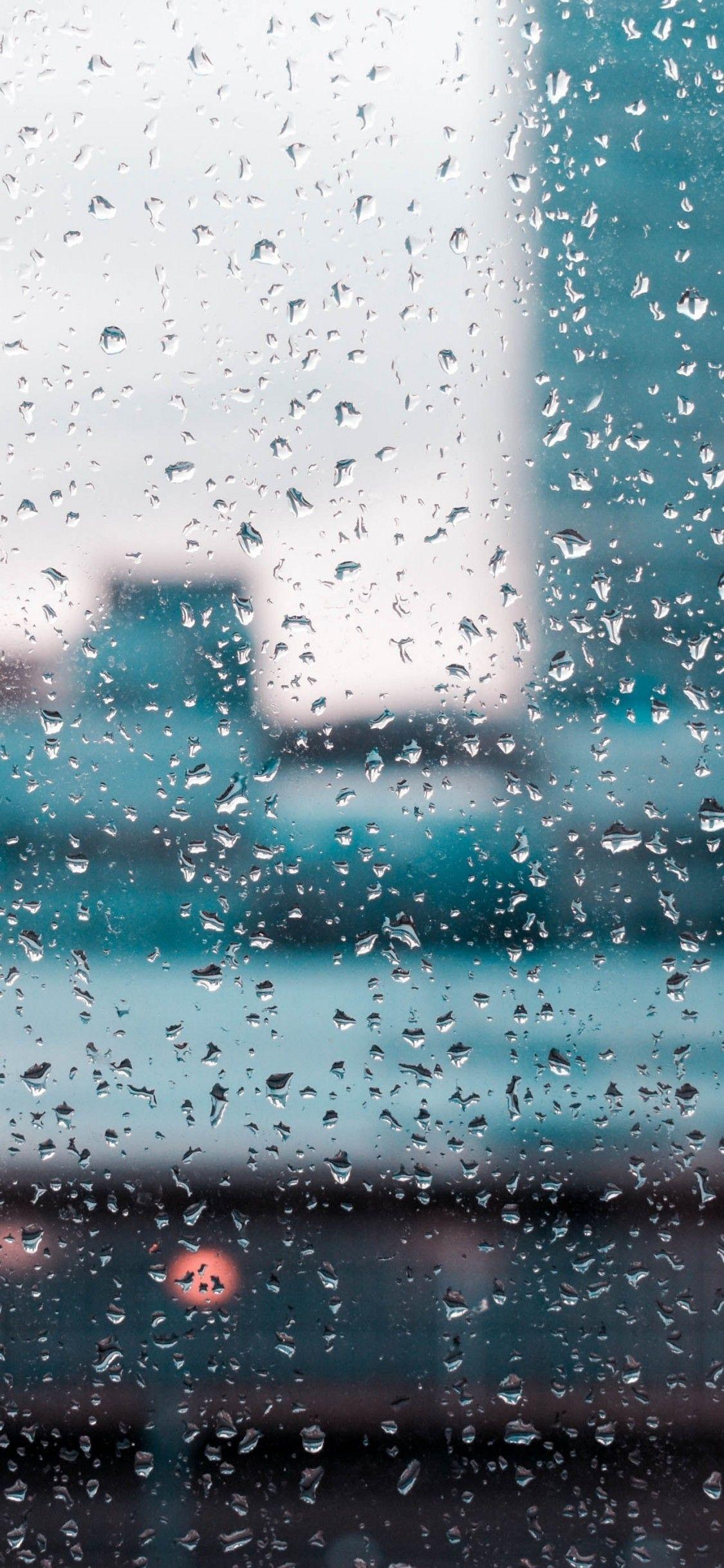 1125x2436 Download 1125x2436 Rain Drop, Mood, Cityscape, Buildings, Blurry