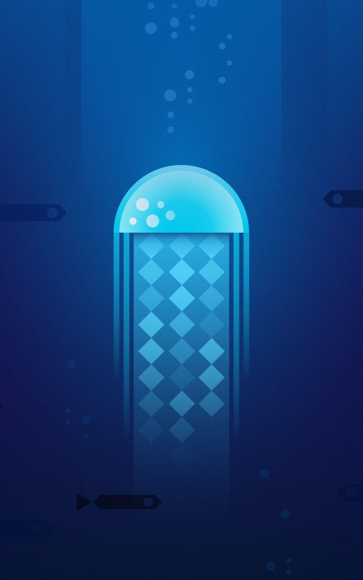 1200x1920 Download 1200x1920 Minimal Jellyfish, Digital Art Wallpaper