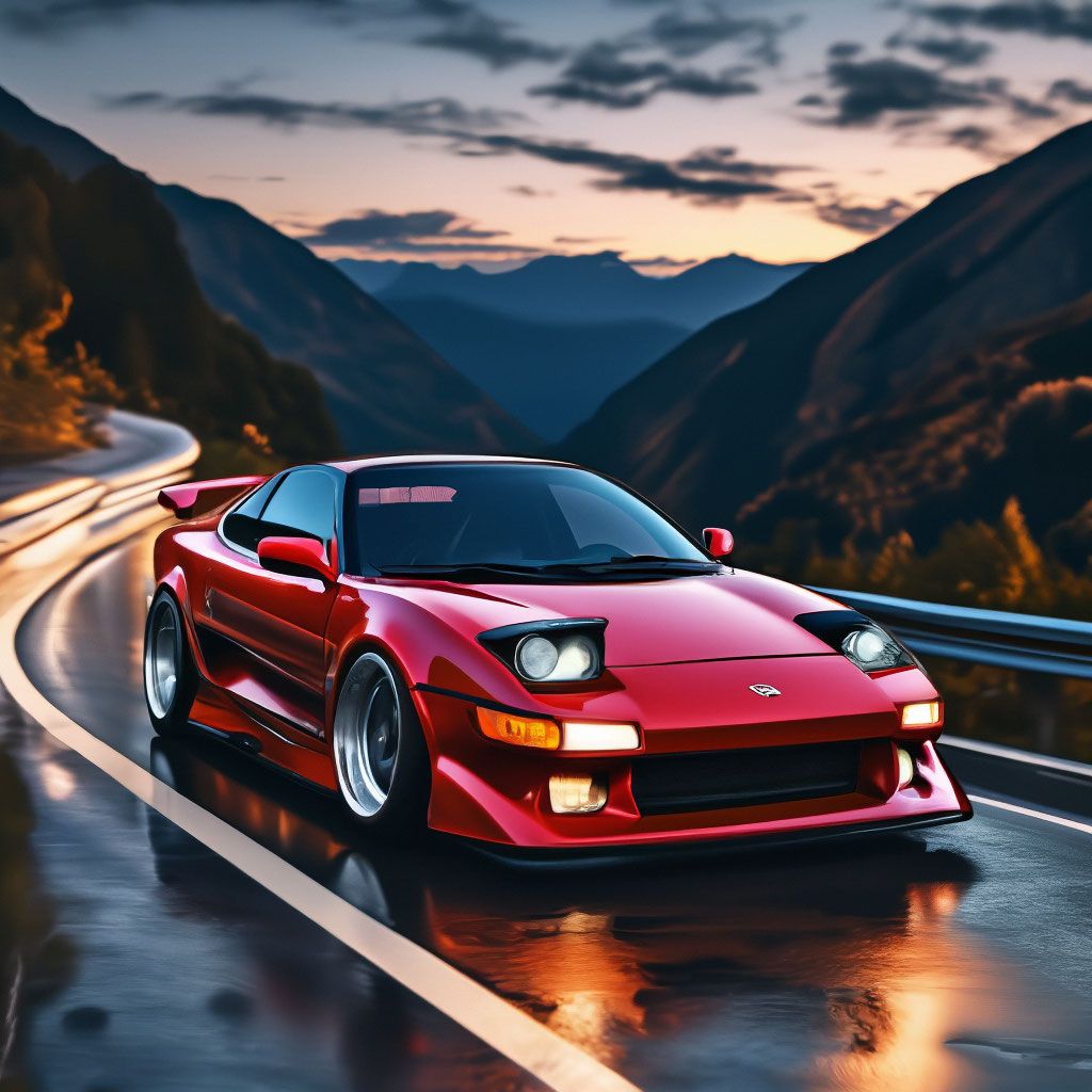1024x1024 TOYOTA MR2 SW mountain road, night, beautiful, realistic, 4k