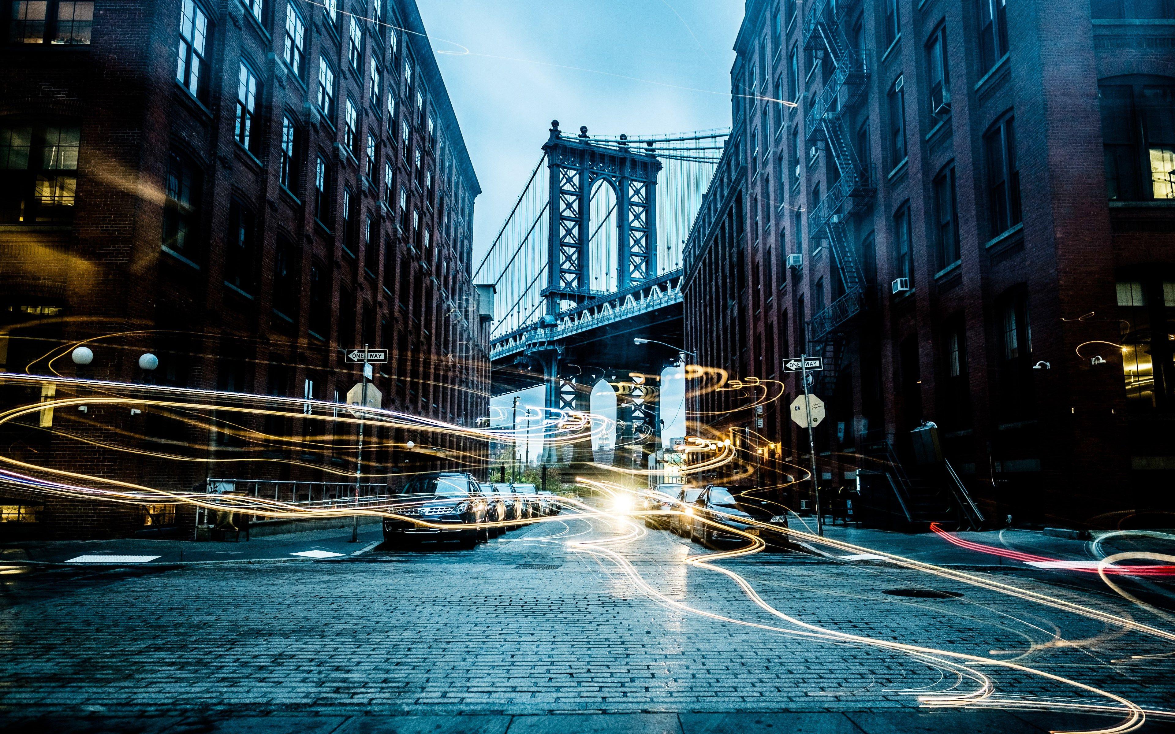 3840x2400 Download wallpaper: Light painting on New York streets 3840x2400