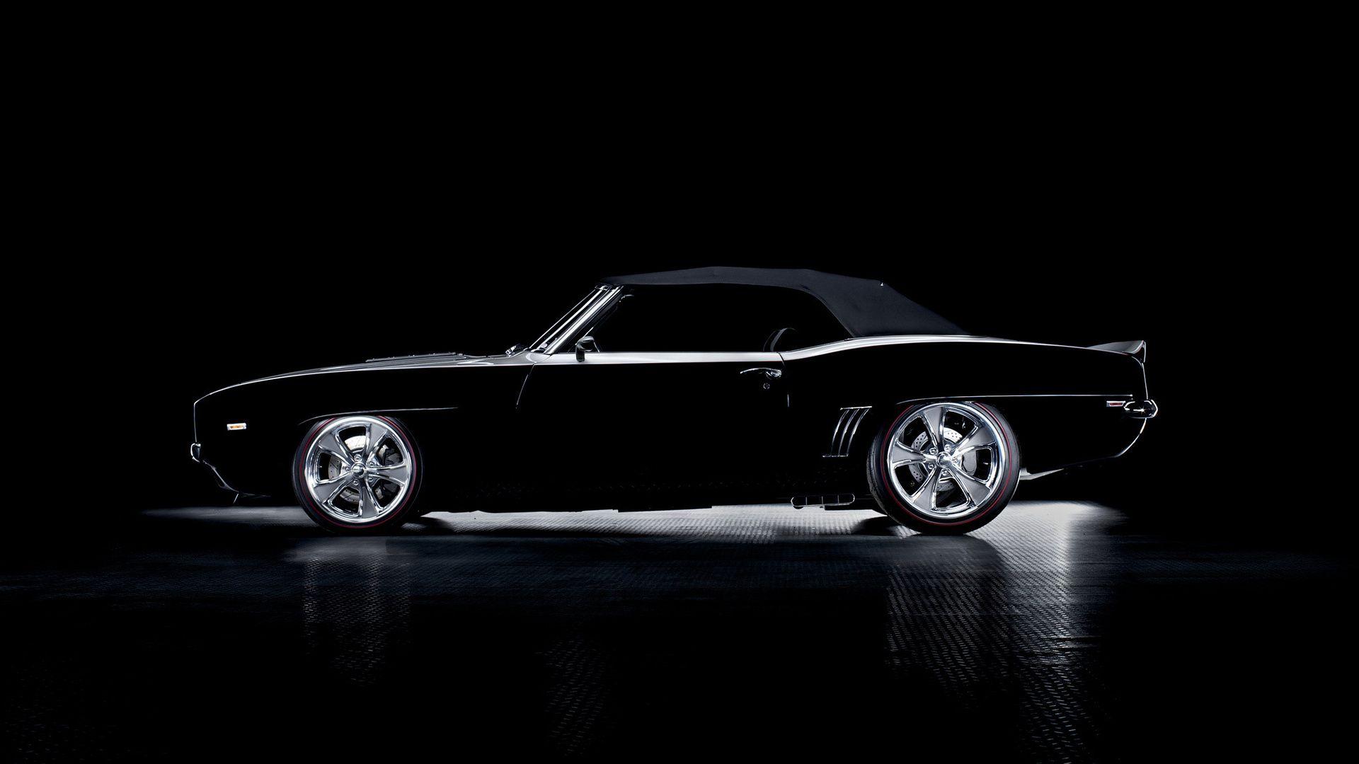 Old Cars On Black Background