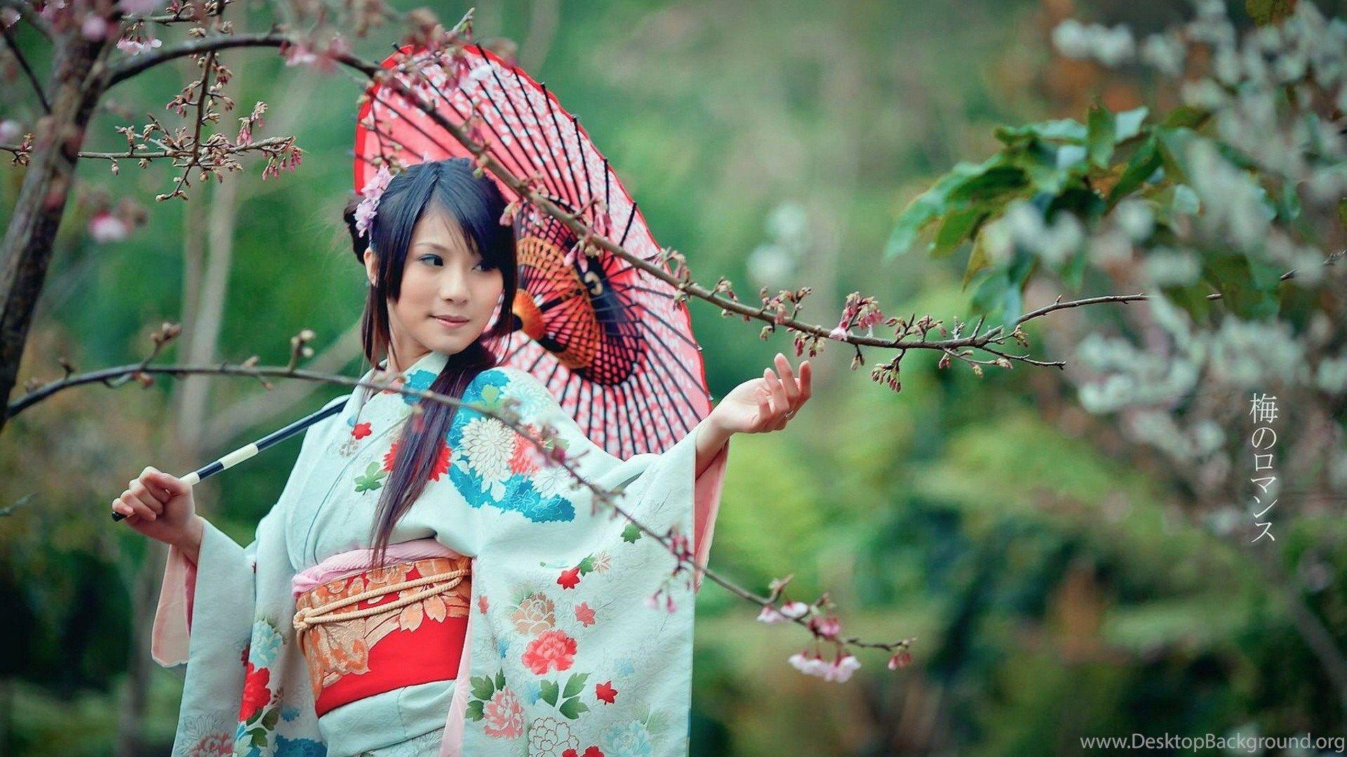 1920x1080 Japanese Woman In Spring Garden Wallpaper And Image Wallpaper