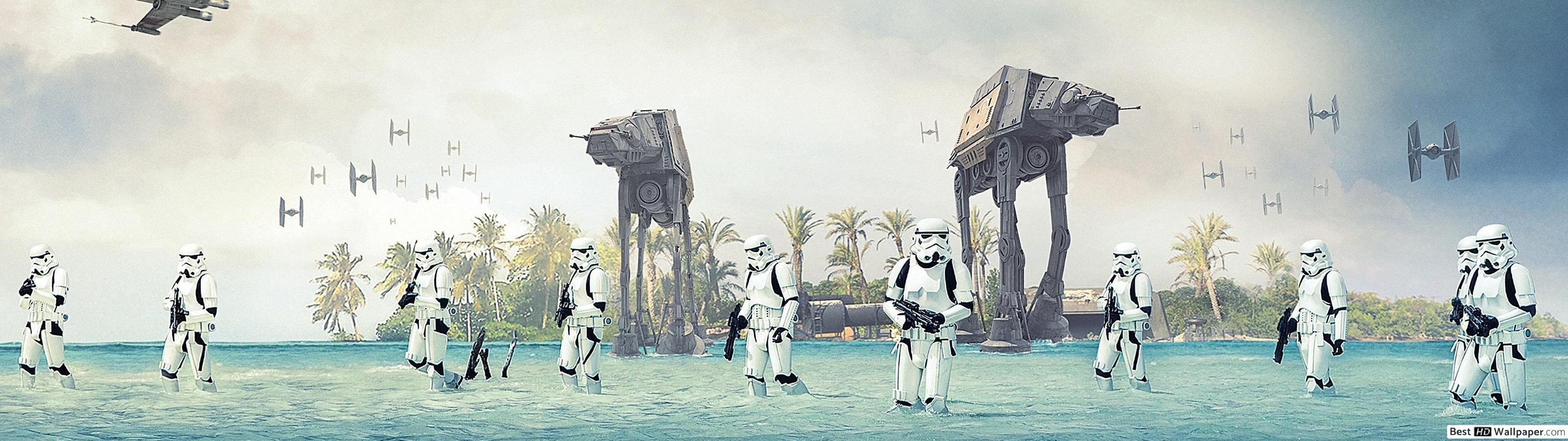 3200x900 Stormtrooper With AT AT Walker Of Star Wars HD Wallpaper Download