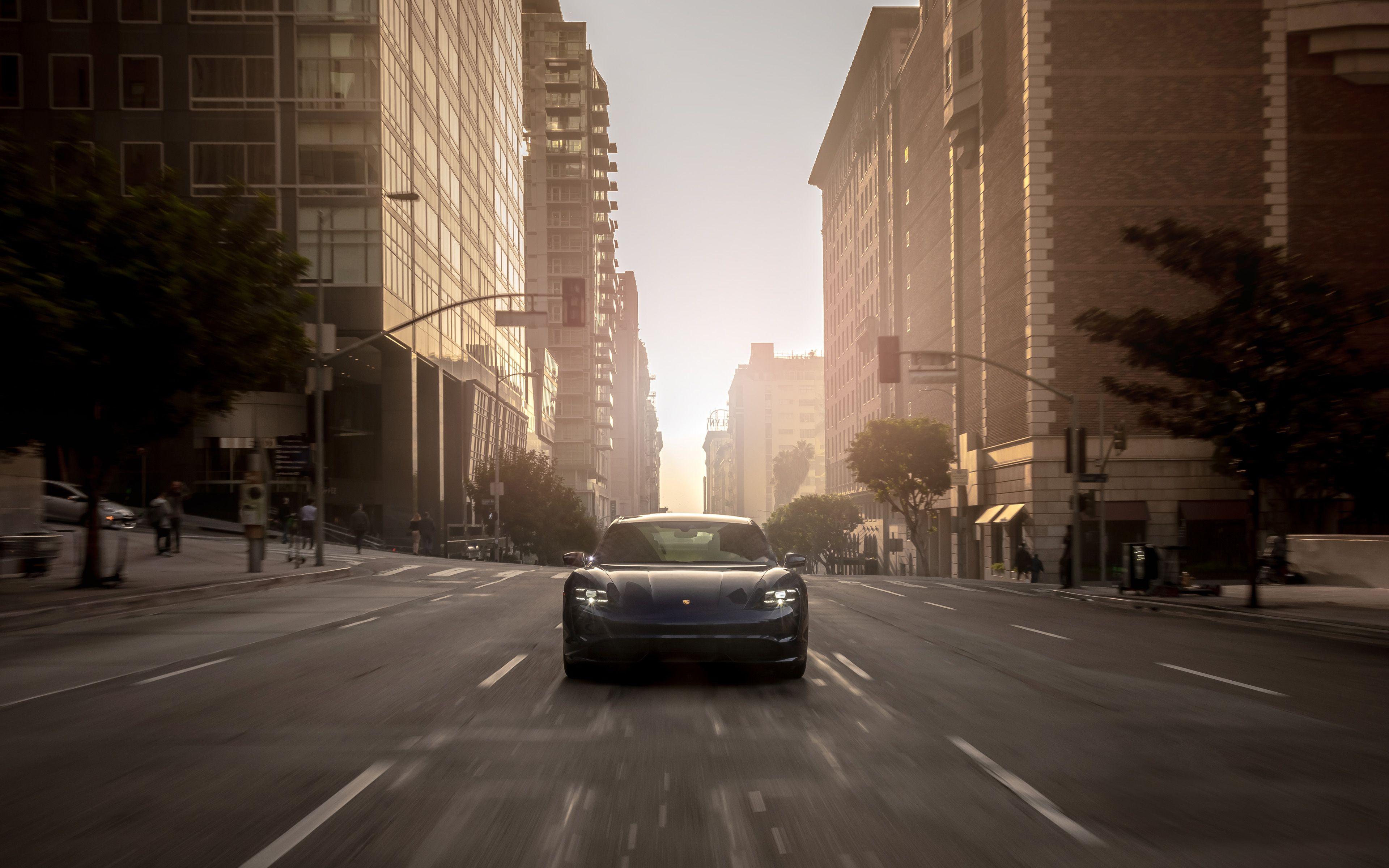 3840x2400 Download wallpaper 4k, Porsche Taycan Turbo, street, supercars