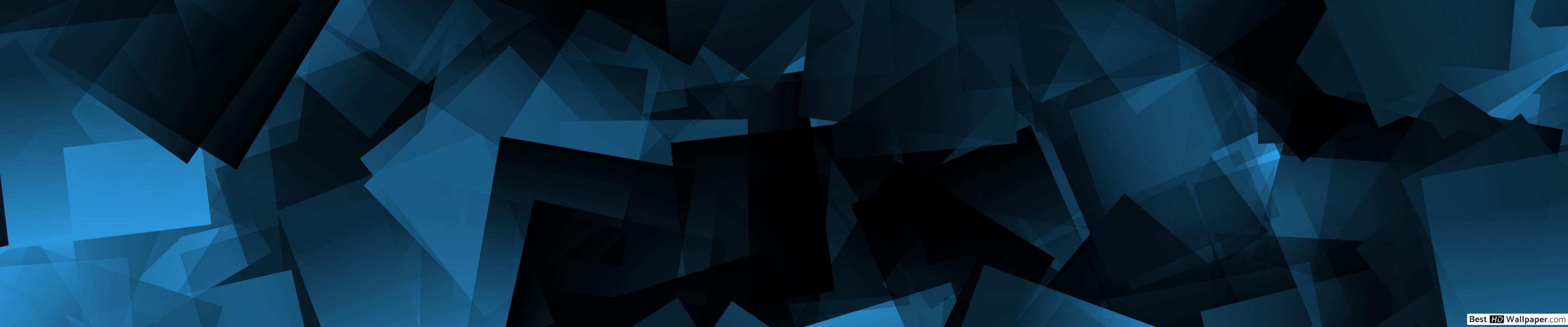 4320x900 Blue gradient squares HD wallpaper download