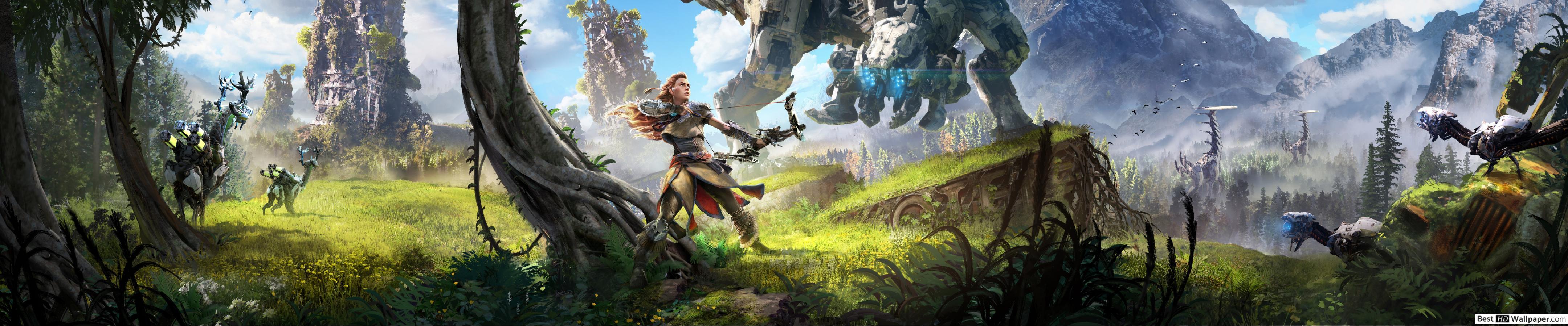 4320x900 Horizon Zero Dawn game HD wallpaper download