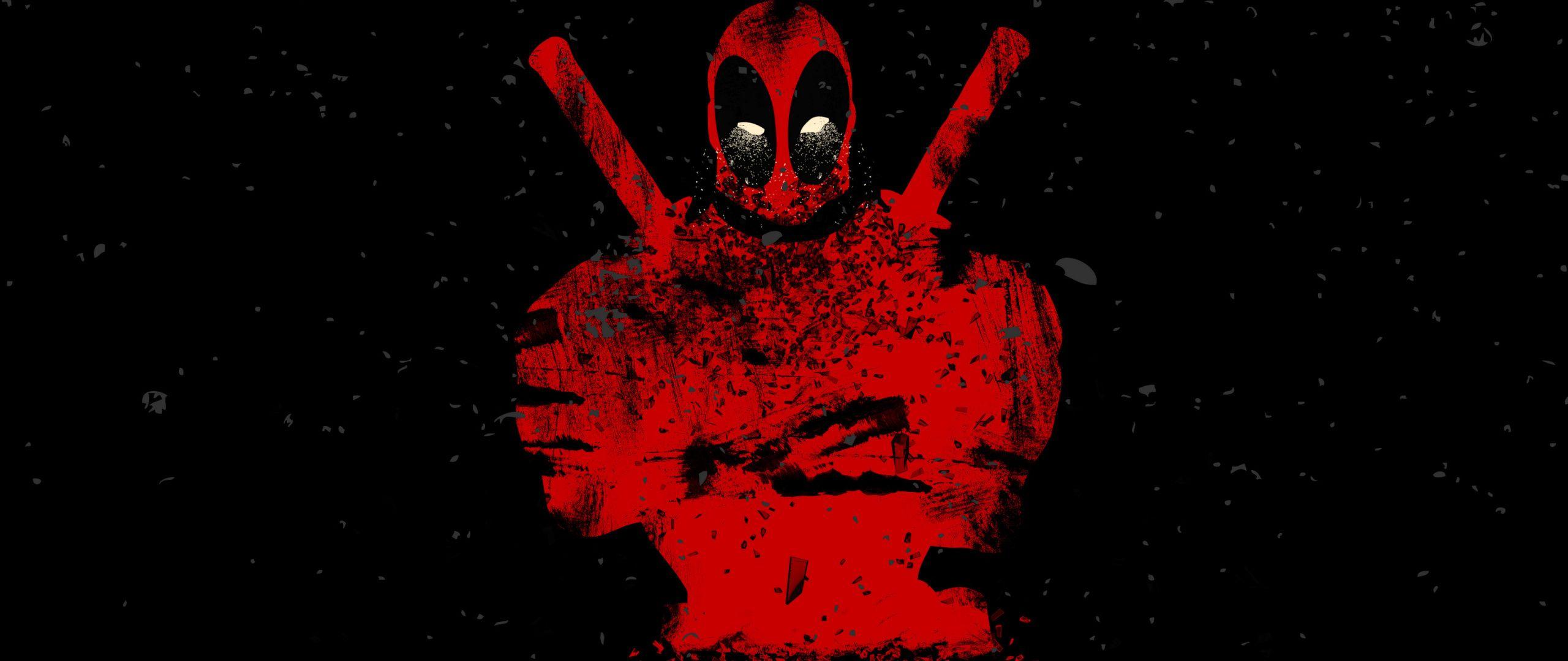 2560x1080 Download 2560x1080 wallpaper deadpool, shattered art, abstract
