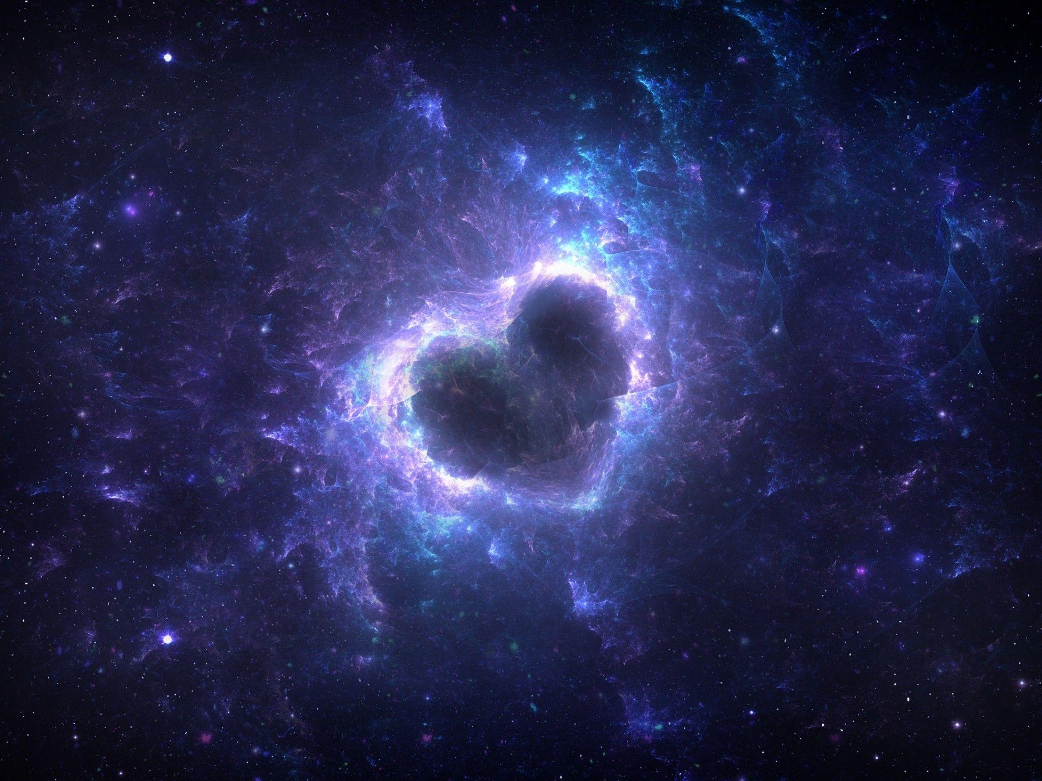 2048x1536 Download 2048x1536 Blue Nebula, Heart Shape, Galaxy, Universe